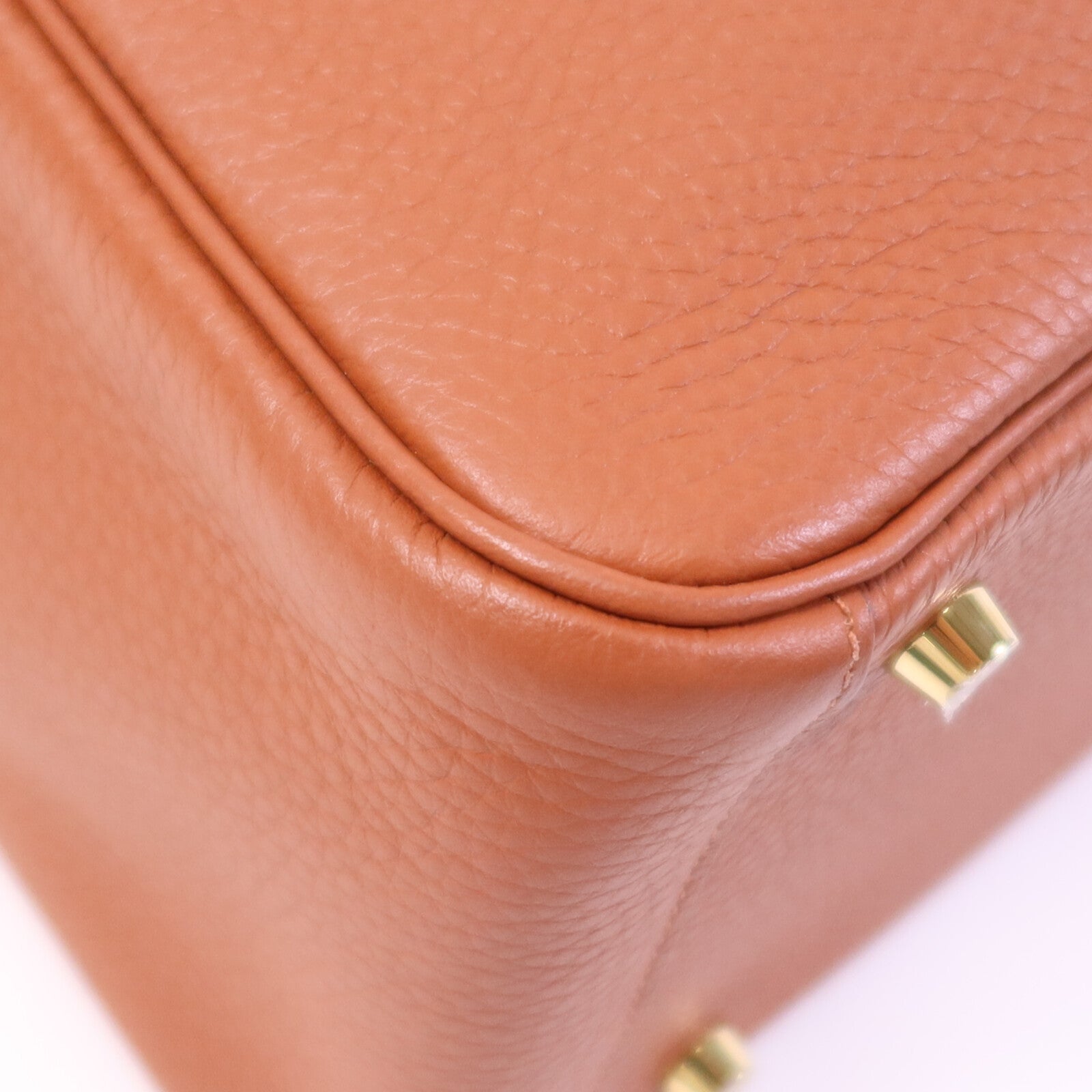 HERMES Clemence皮革Lindy 26金扣手挽肩背兩用袋Cuivre