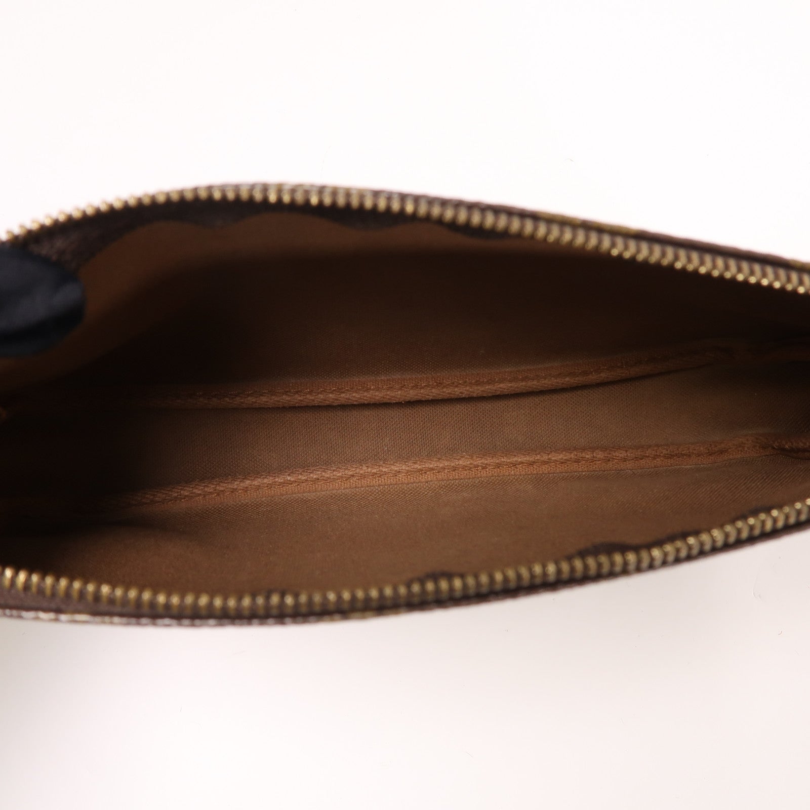 LOUIS VUITTON Monogram Pochette Accessoires金扣手挽袋棕色