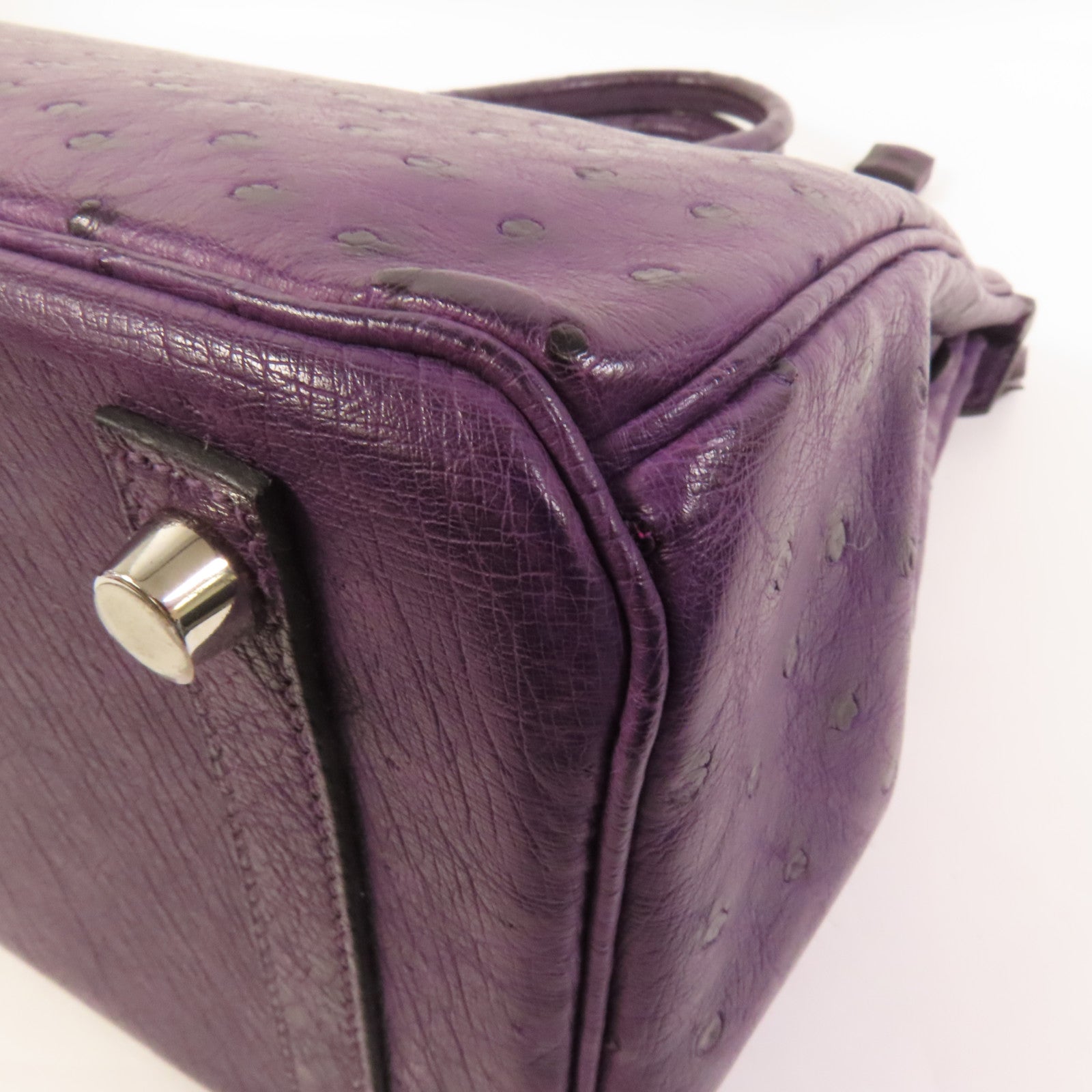 HERMES 【激減優惠】鴕鳥皮革Birkin 30銀扣手挽袋Amethyst
