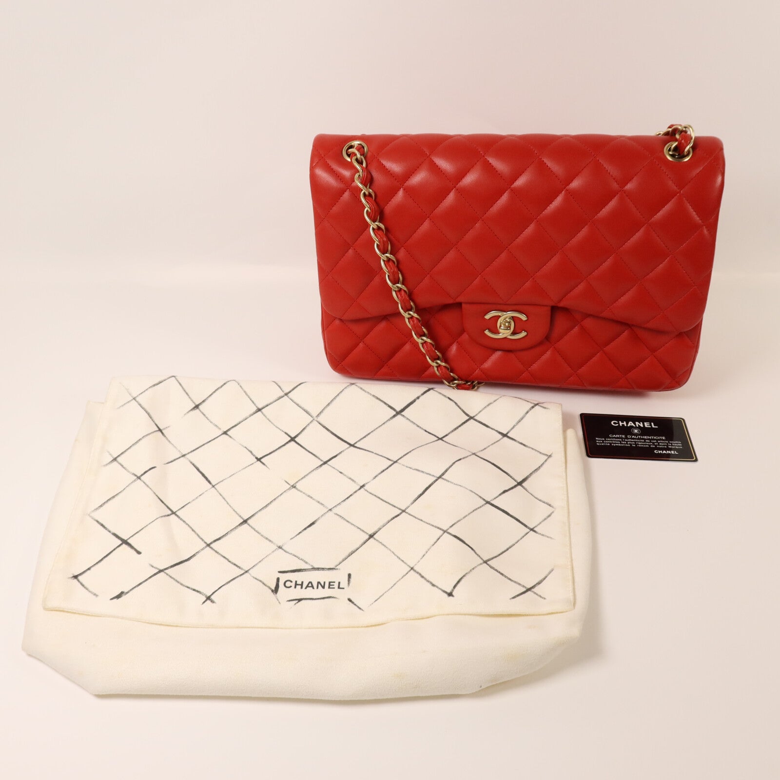 CHANEL 羊皮皮革Large Classic金扣鏈帶肩背袋