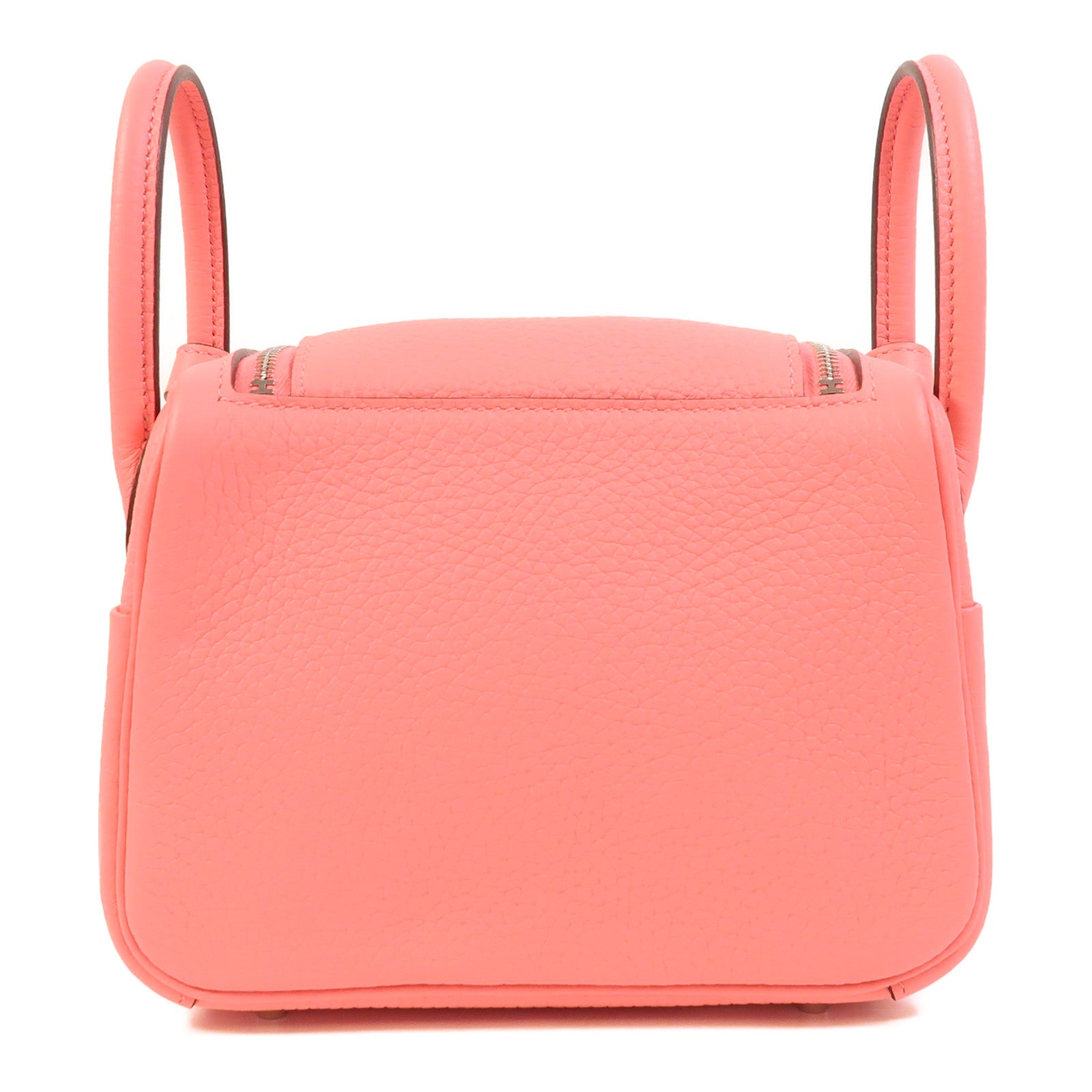 HERMES Clemence皮革Mini Lindy銀扣手挽肩背兩用袋Rose Azalee