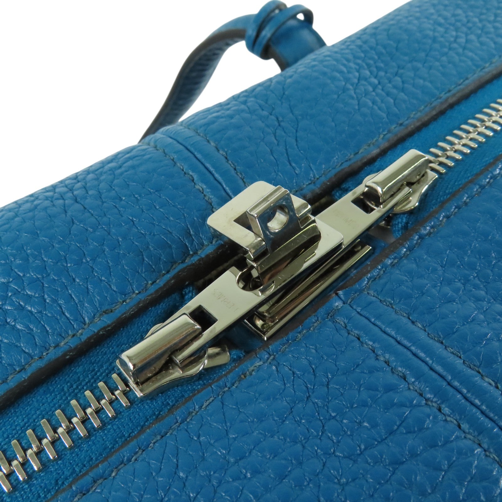 HERMES Clemence皮革Victoria銀扣手挽袋