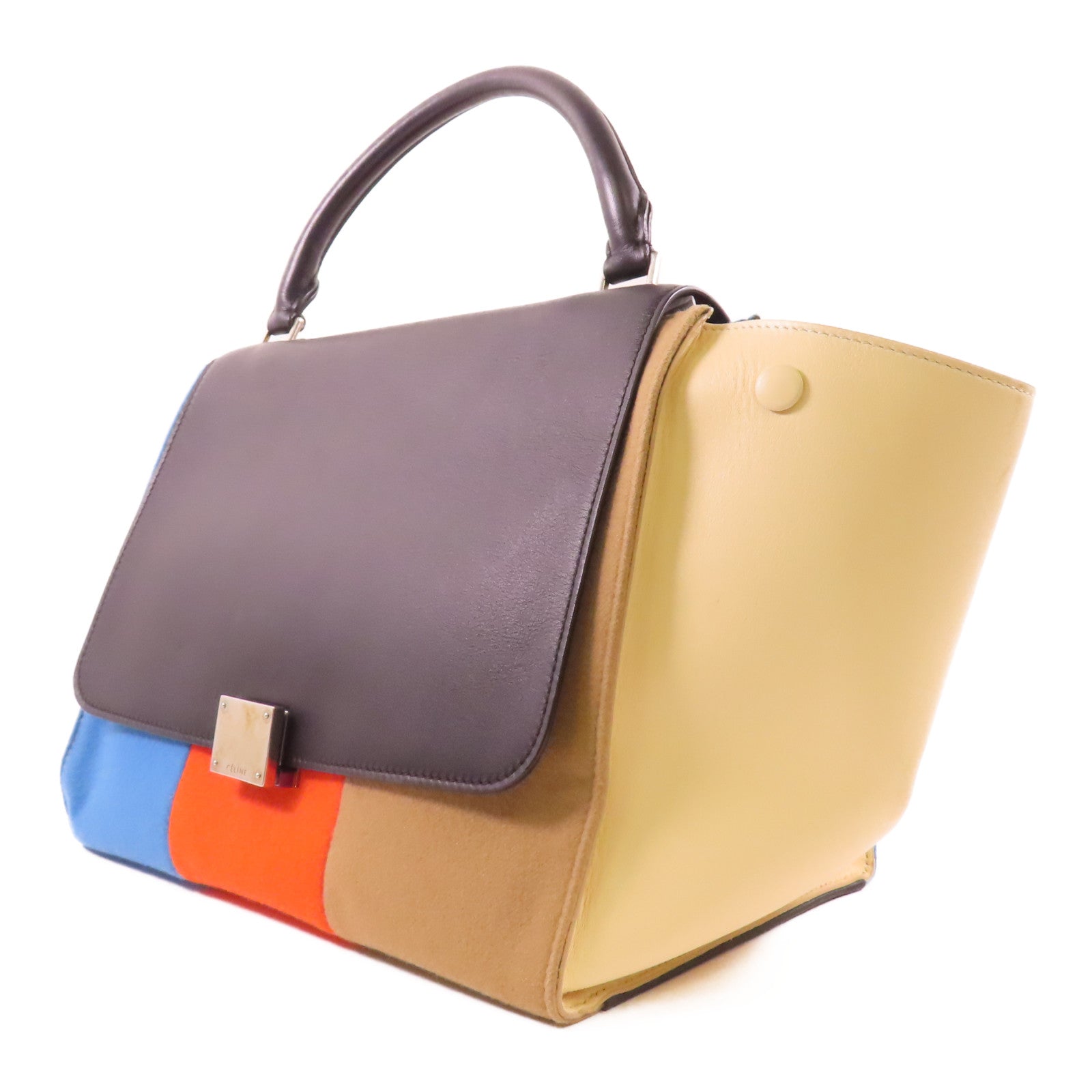 CELINE SHW Trapeze 2 Way Bag Calfskin Leather/Felt Beige/Black/Blue/Red/Brown