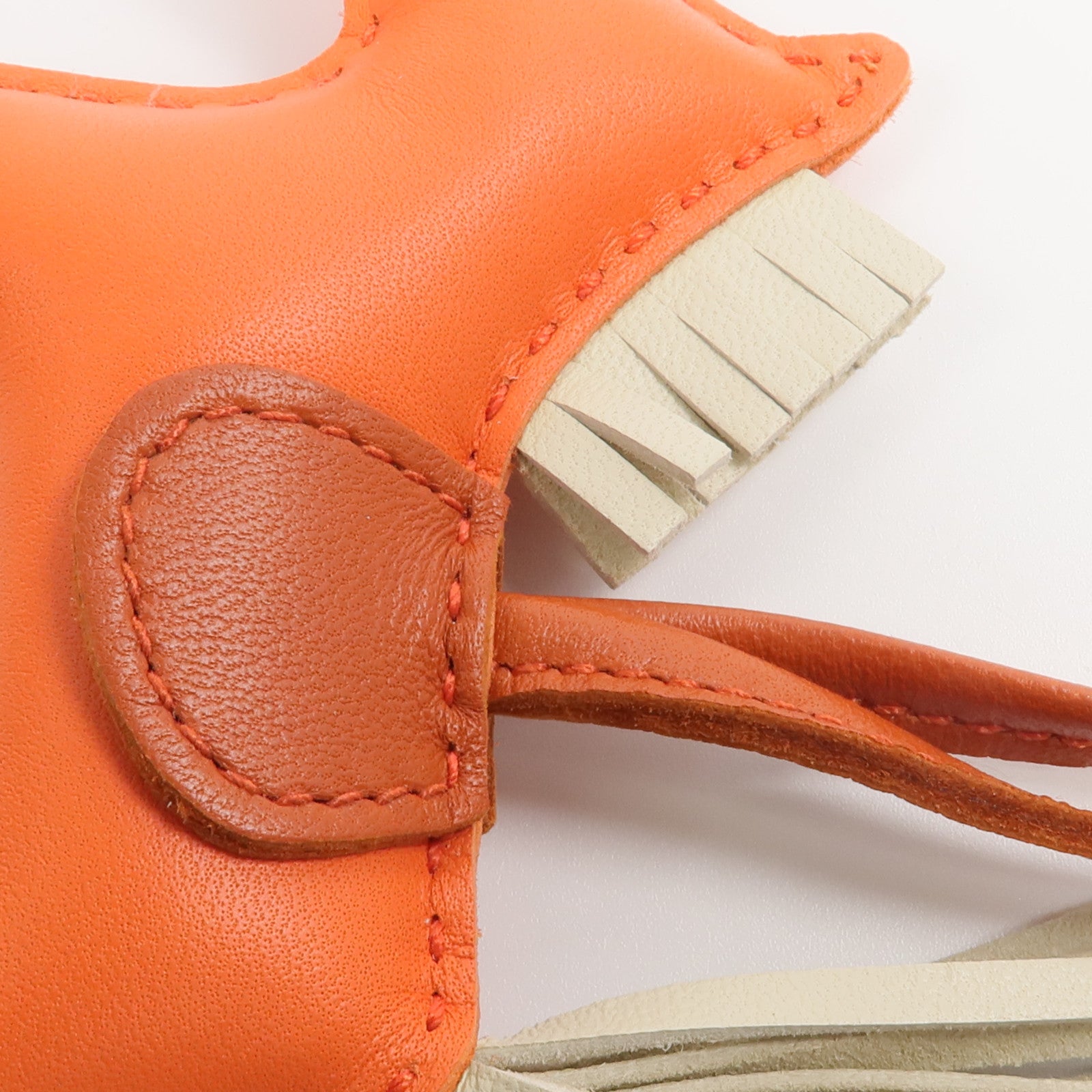 HERMES Milo/Swift皮革Rodeo PM掛飾Orange Poppy/Craie/Cornalin