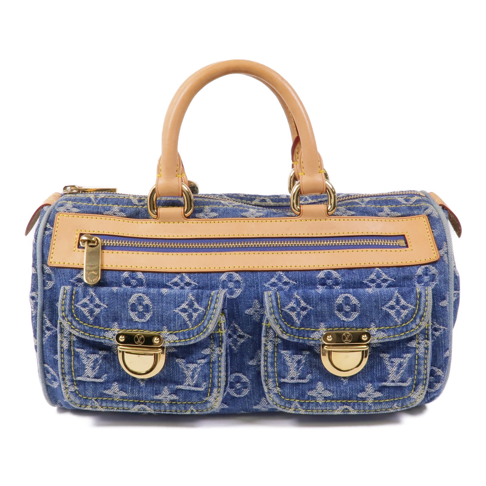 LOUIS VUITTON Monogram Denim Neo Speedy金扣手挽袋