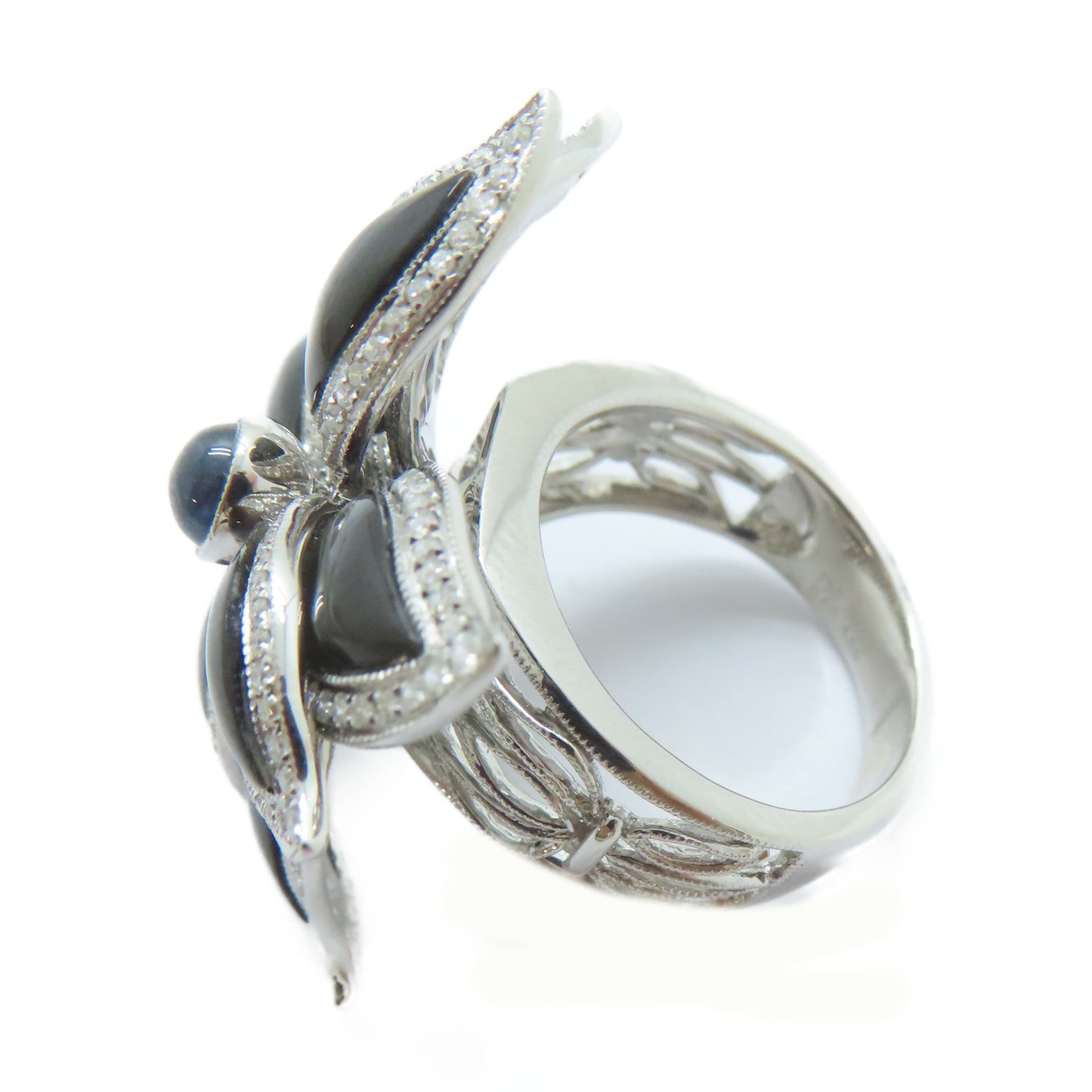 JEWELRY 【激減優惠】18K白金Shell Ring 4.66ct貝殼/0.83ct鑽石戒指US#6.5