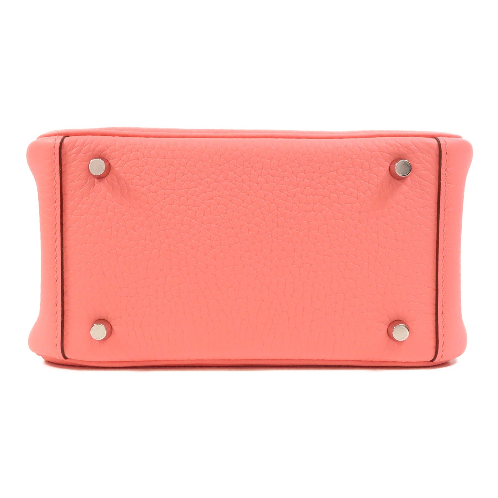 HERMES Clemence皮革Mini Lindy銀扣手挽肩背兩用袋Rose Azalee