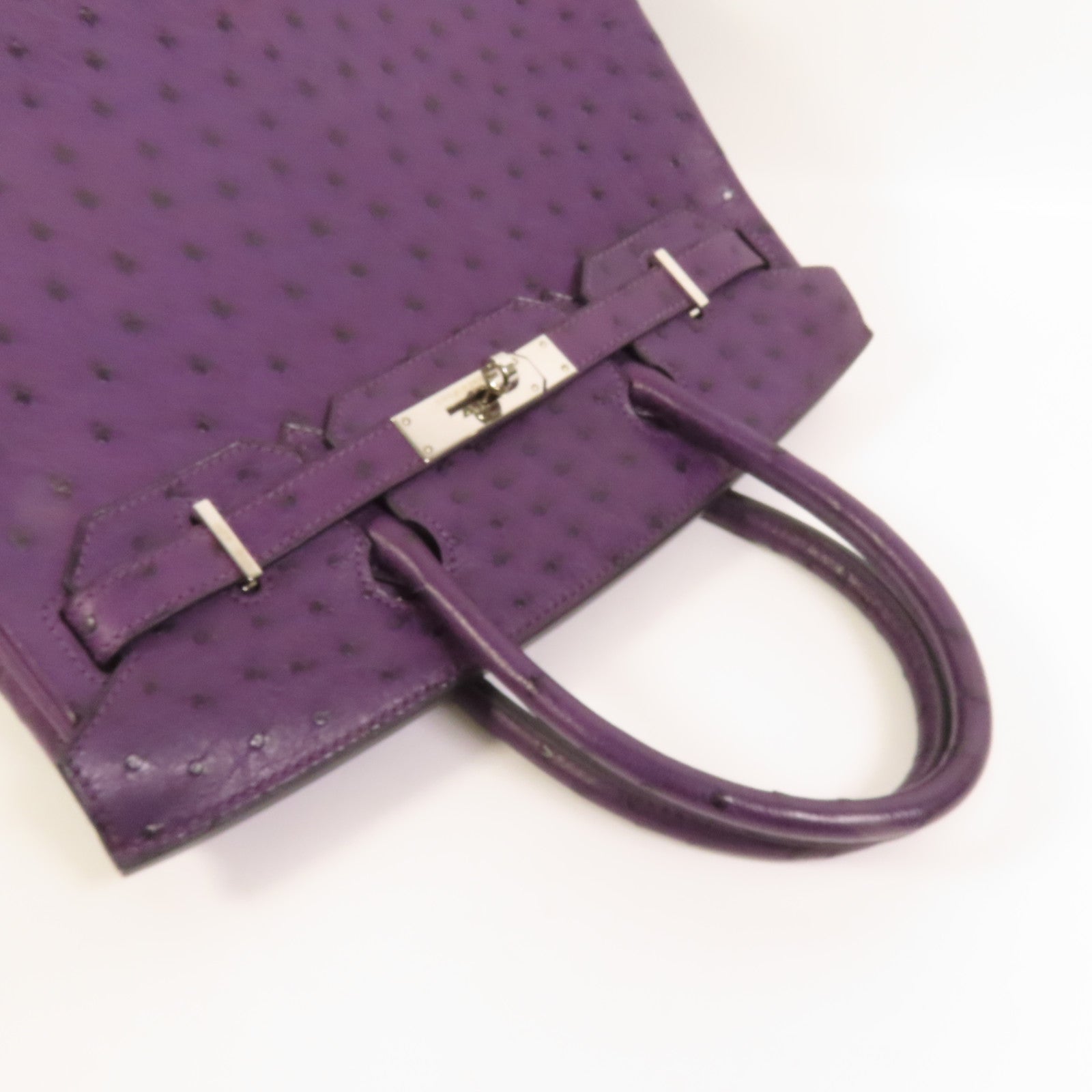 HERMES 【激減優惠】鴕鳥皮革Birkin 30銀扣手挽袋Amethyst