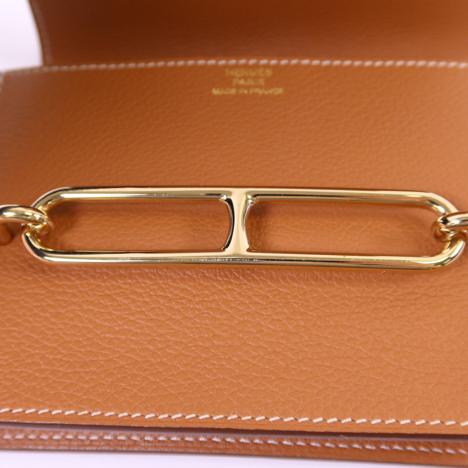 HERMES Evercolor皮革Roulis Slim金扣錢包Gold