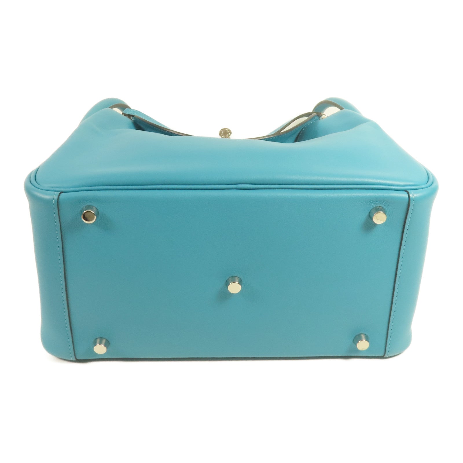 HERMES 【激減優惠】Swift皮革Lindy 30銀扣肩背袋7B Turquoise