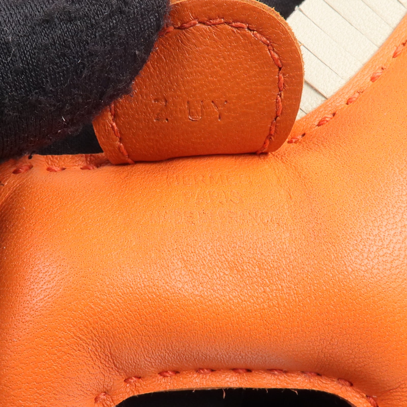 HERMES Milo/Swift皮革Rodeo PM掛飾Orange Poppy/Craie/Cornalin