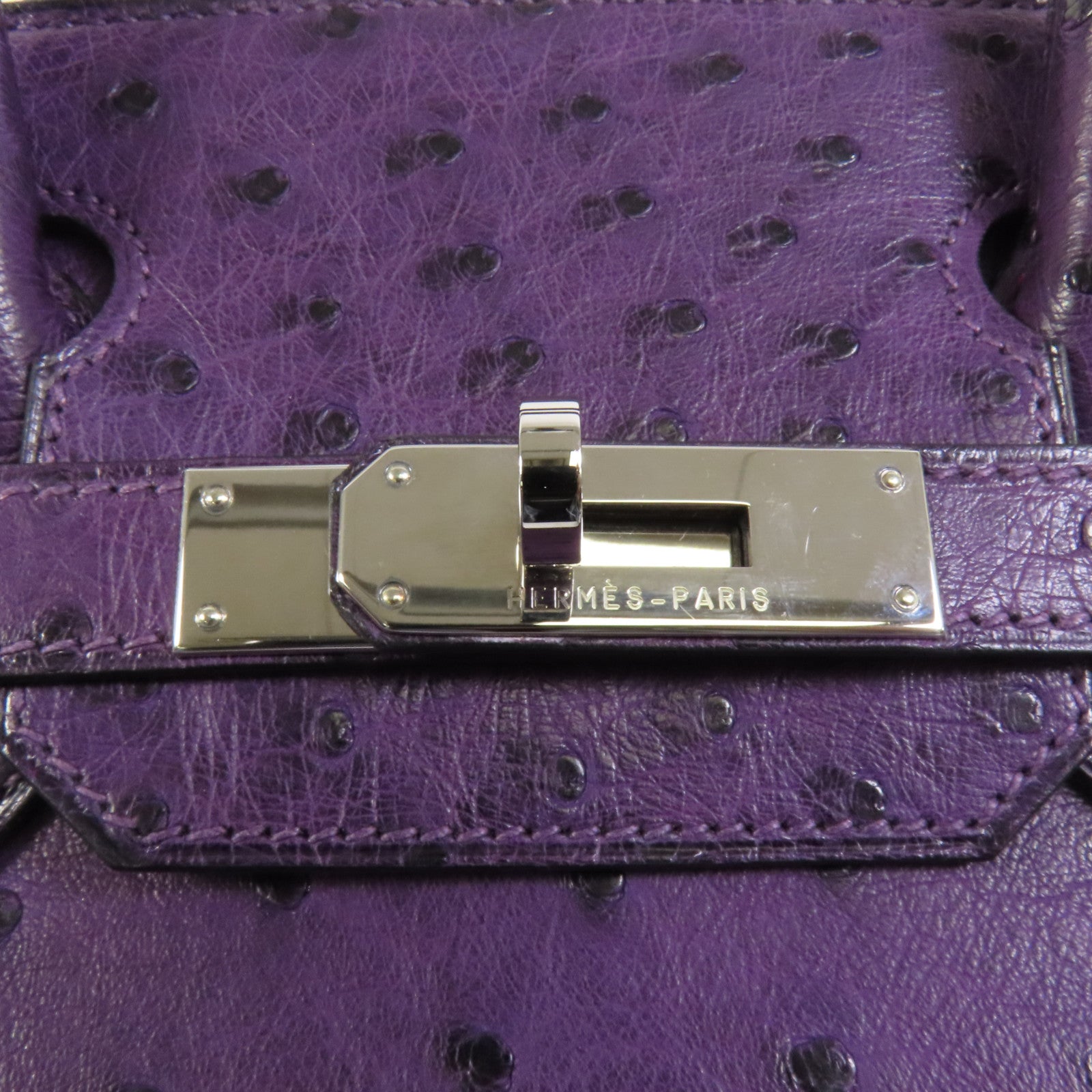 HERMES 【激減優惠】鴕鳥皮革Birkin 30銀扣手挽袋Amethyst