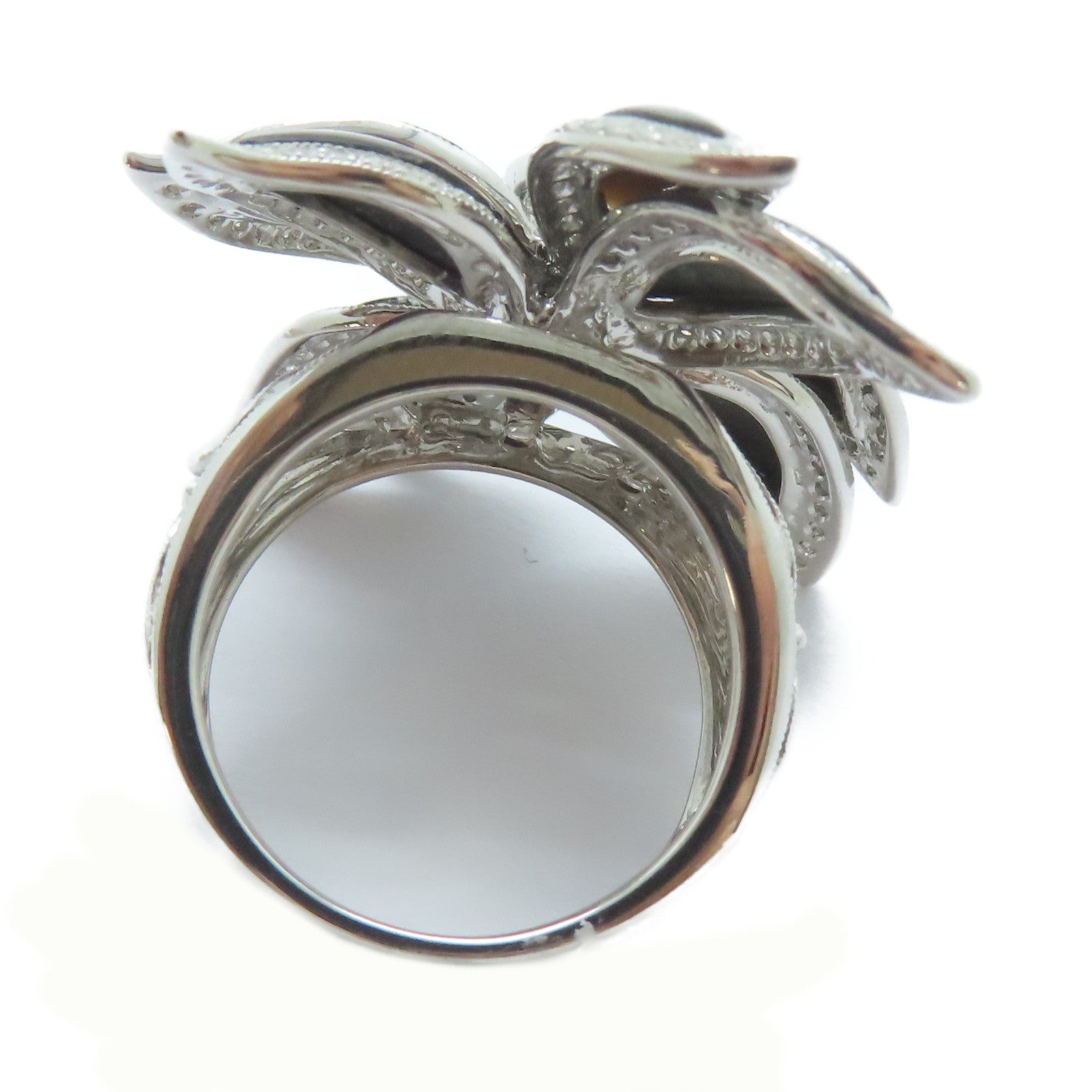 JEWELRY 【激減優惠】18K白金Shell Ring 4.66ct貝殼/0.83ct鑽石戒指US#6.5