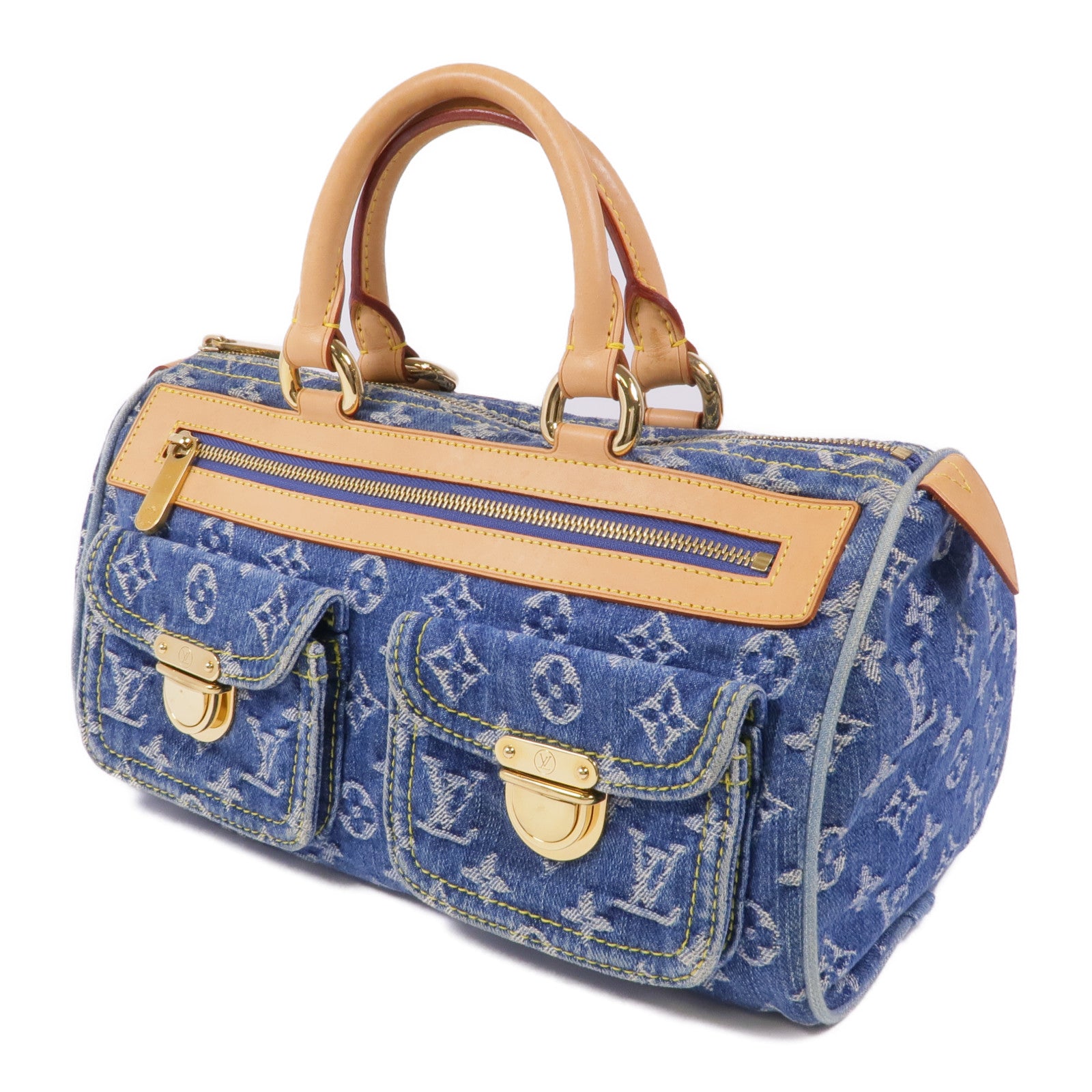 LOUIS VUITTON Monogram Denim Neo Speedy金扣手挽袋