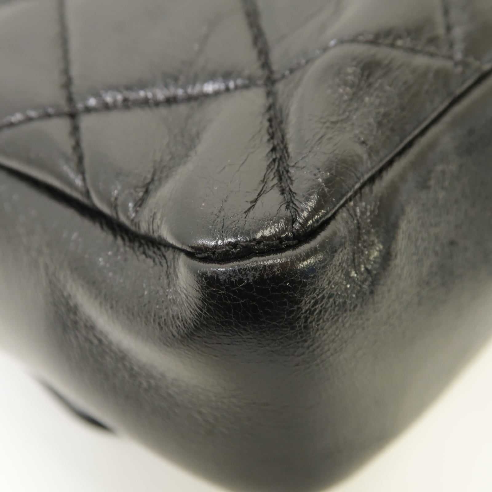 CHANEL 【激減優惠】菱格牛皮皮革Chain Shoulder銀扣鏈帶肩背袋黑色