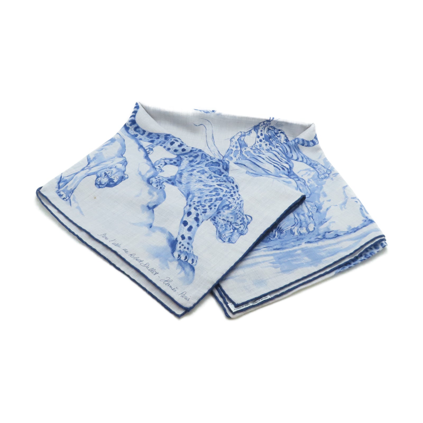 HERMES Cashmere/絲質 Scarf圍巾藍色/灰色