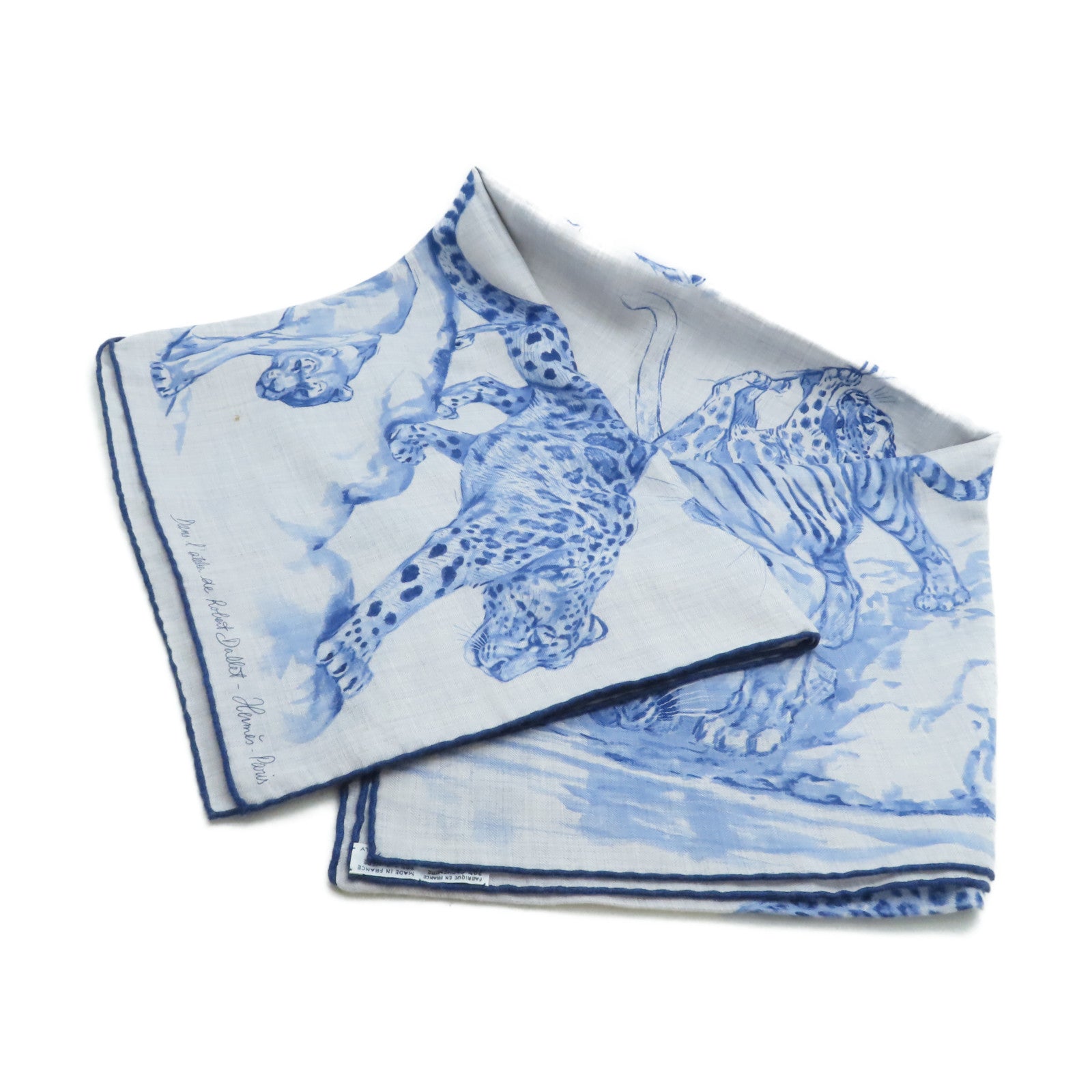 HERMES Cashmere/絲質 Scarf圍巾藍色/灰色
