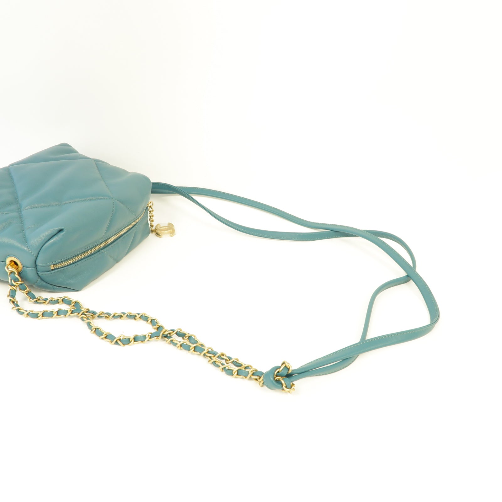 CHANEL 【激減優惠】菱格羊皮皮革Shoulder Bag金扣鏈帶肩背袋綠色