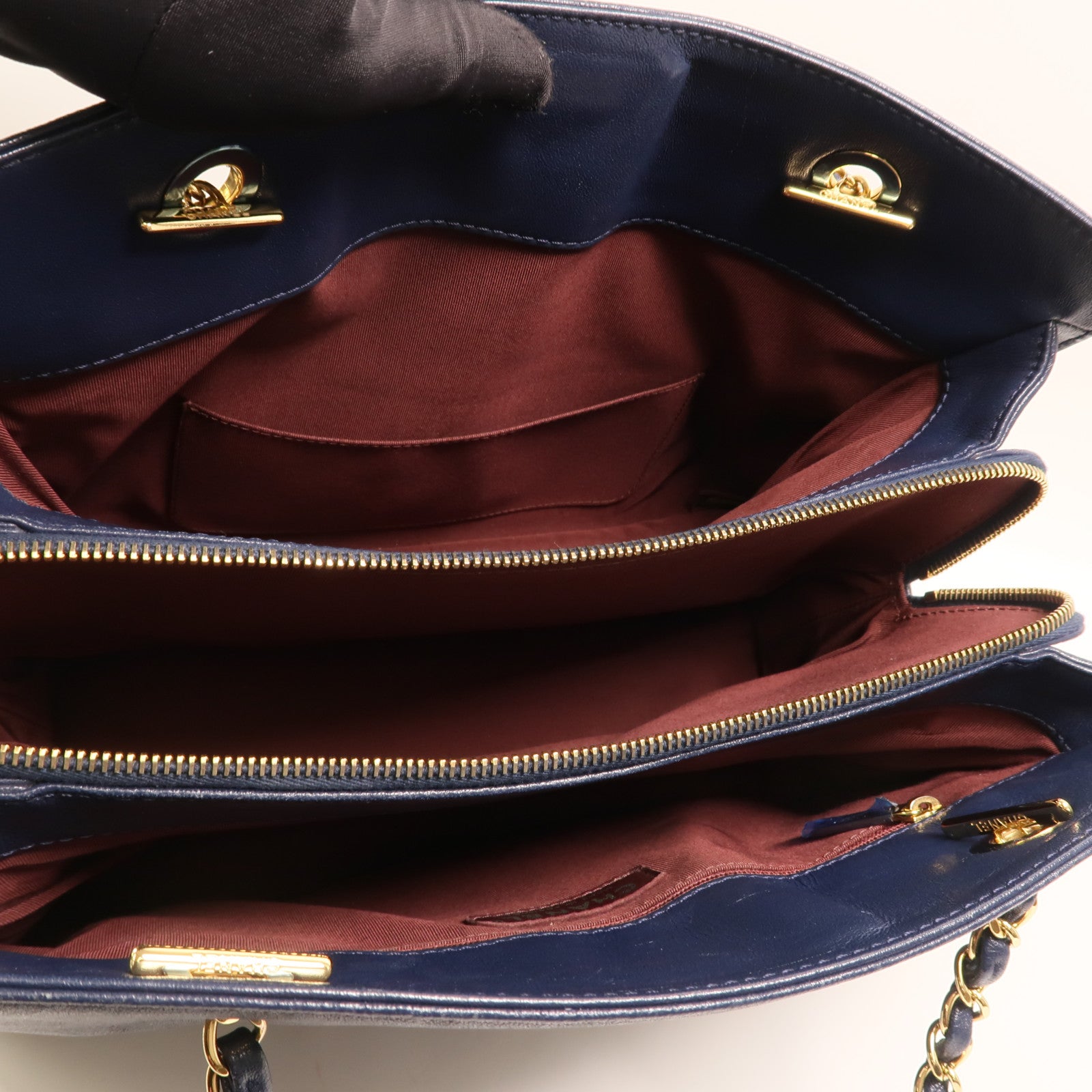 CHANEL 牛皮皮革Mademoiselle Vintage Tote金扣鏈帶肩背袋