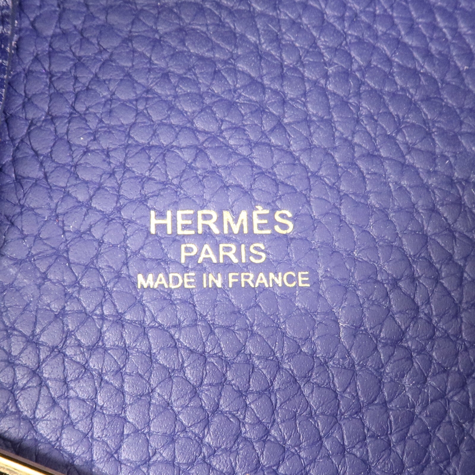 HERMES Clemence皮革Picotin MM金扣手挽袋Bleu Encre