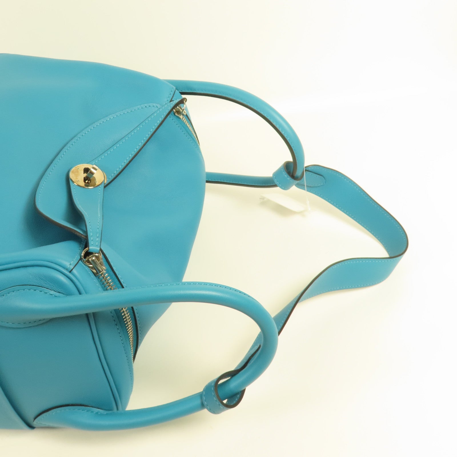 HERMES Swift皮革Lindy 30銀扣肩背袋7B Turquoise