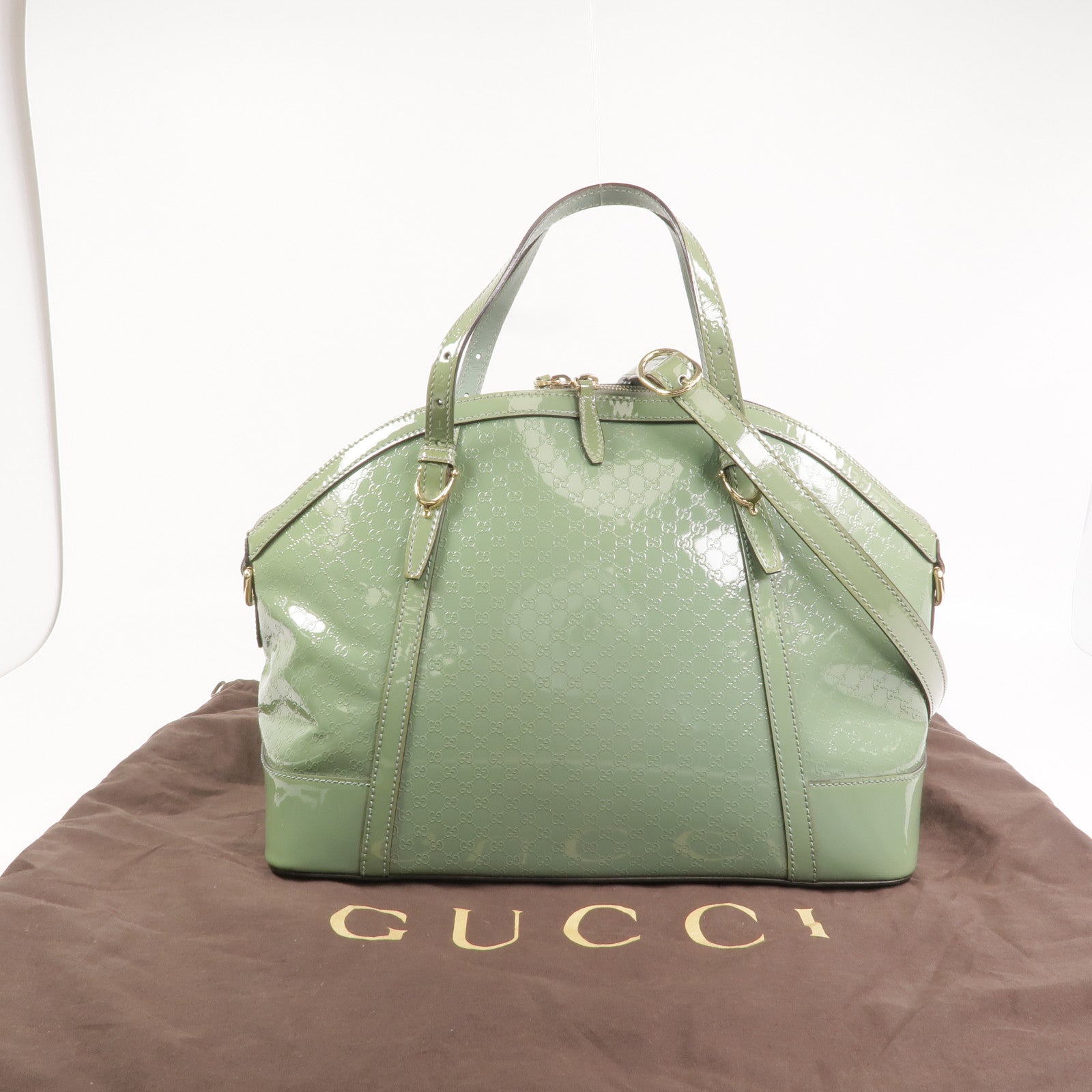 GUCCI 漆皮皮革2 Way Shoulder金扣手挽肩背兩用袋