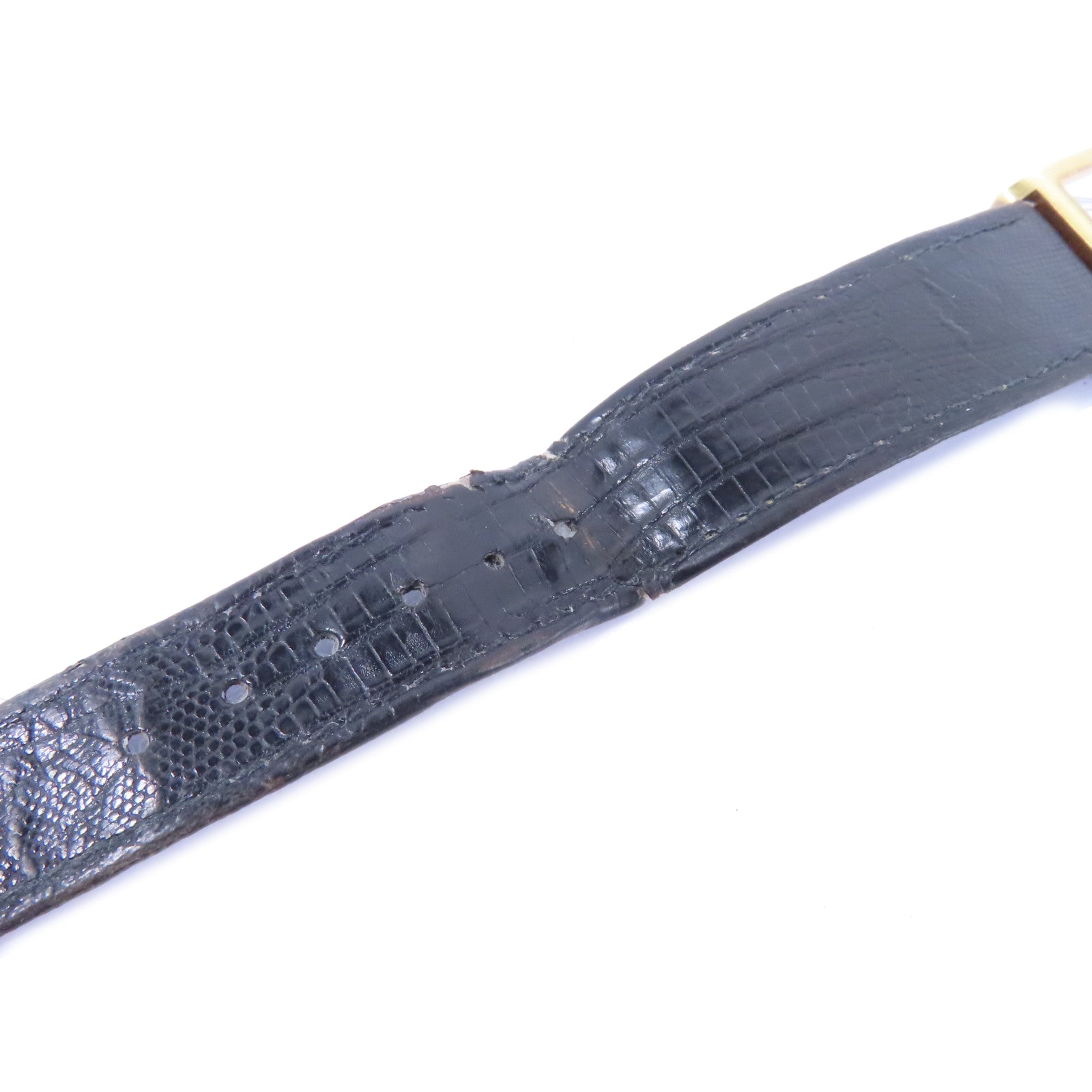 Baume & Mercier 蜥蝪皮革/18K黃金手錶石英機芯白色