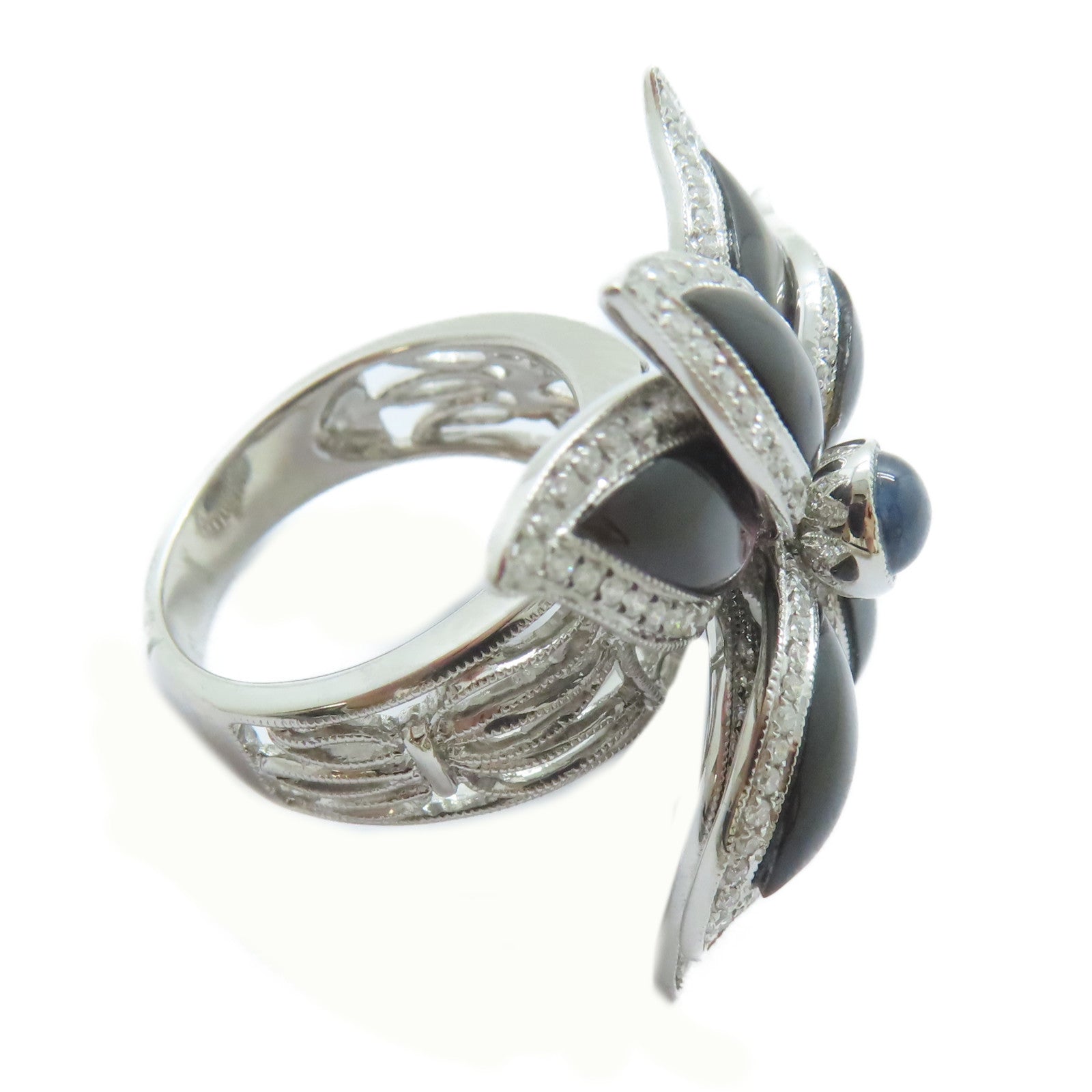 JEWELRY 【激減優惠】18K白金Shell Ring 4.66ct貝殼/0.83ct鑽石戒指US#6.5
