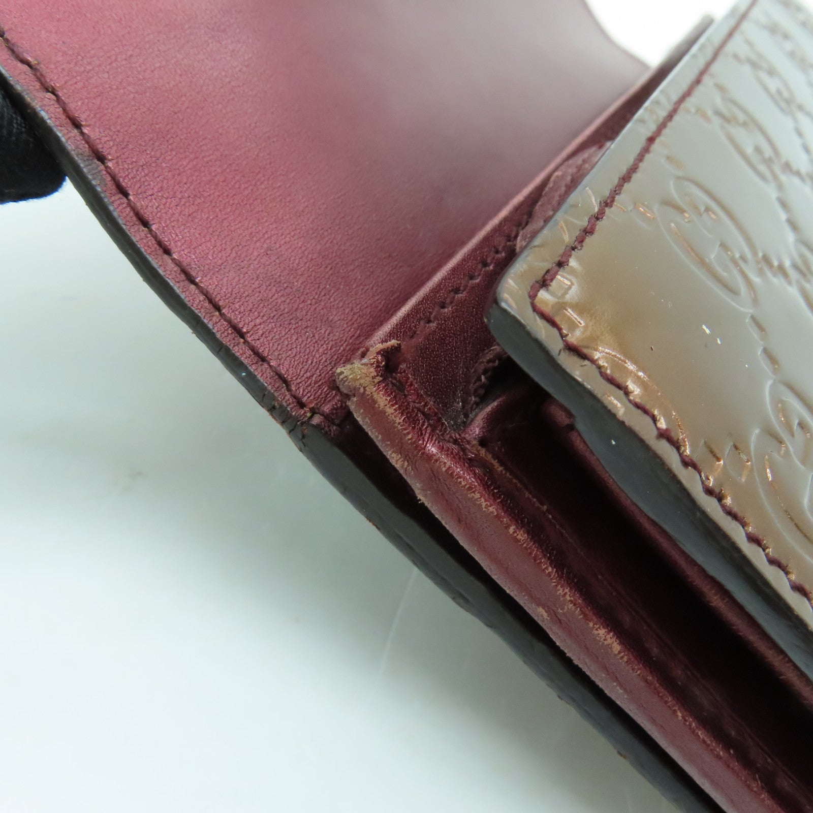 GUCCI patent leather Wallet gold buckle long wallet brown