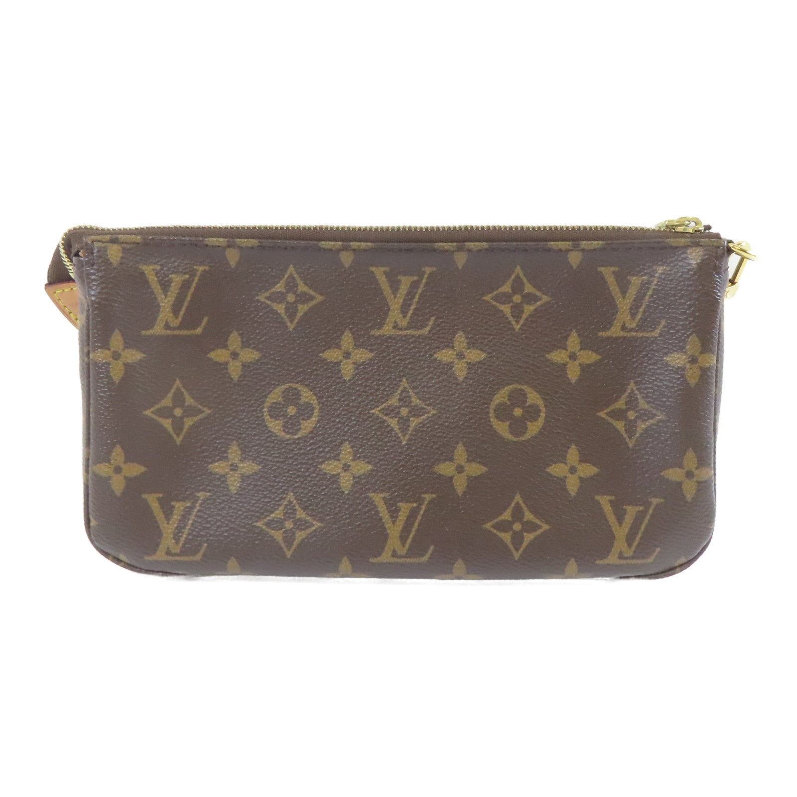 LOUIS VUITTON Monogram Pochette Accessories金扣肩背袋啡色