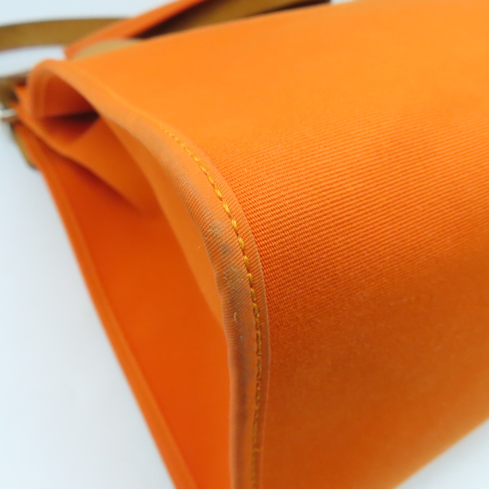 HERMES 【清倉大減價】帆布Herbag GM銀扣手挽肩背兩用袋橙色/啡色