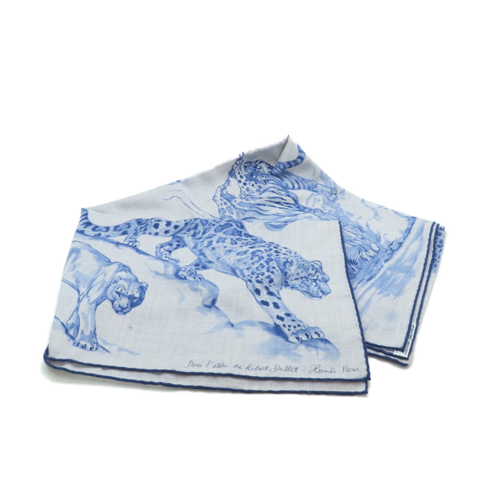 HERMES Cashmere/絲質 Scarf圍巾藍色/灰色