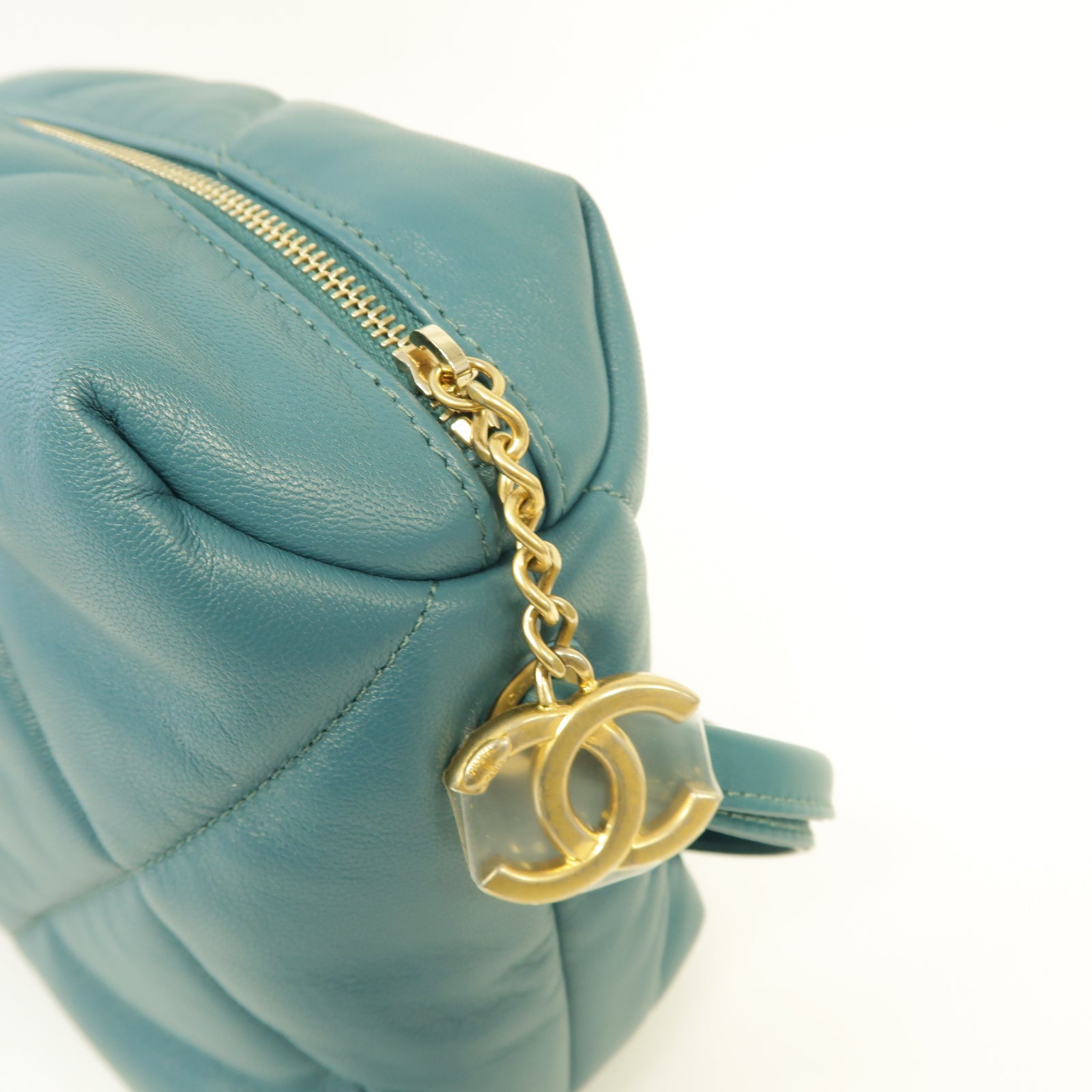 CHANEL 【激減優惠】菱格羊皮皮革Shoulder Bag金扣鏈帶肩背袋綠色