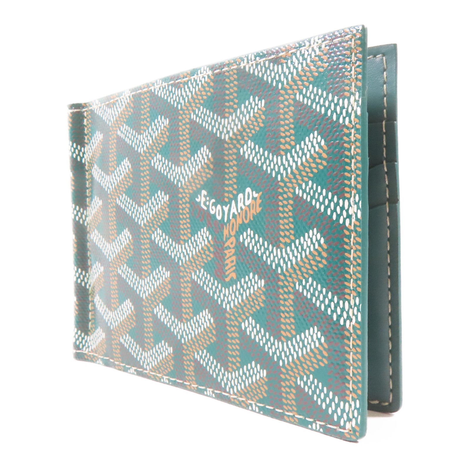 GOYARD 塗層帆布Card Case銀扣卡片套綠色