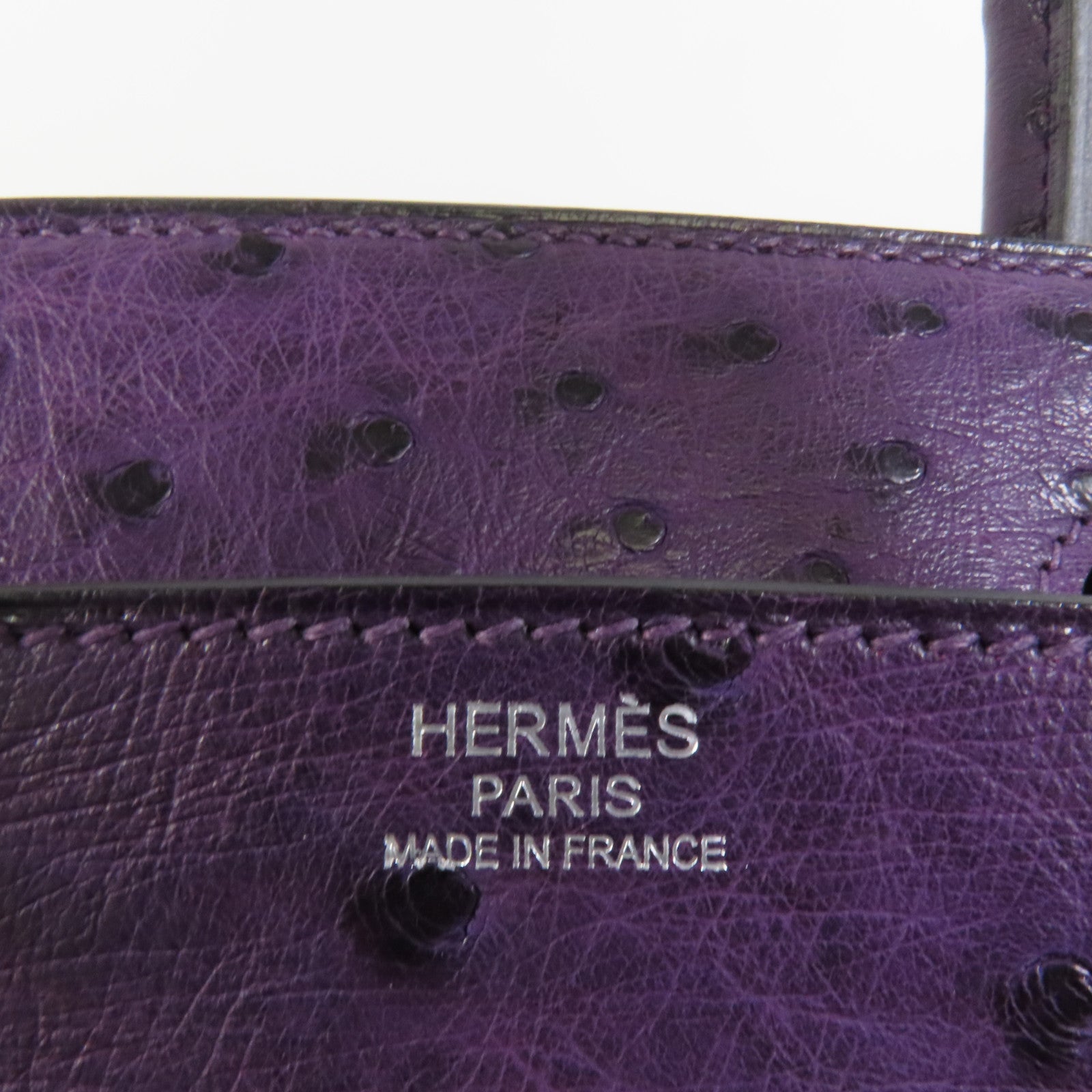 HERMES 【激減優惠】鴕鳥皮革Birkin 30銀扣手挽袋Amethyst