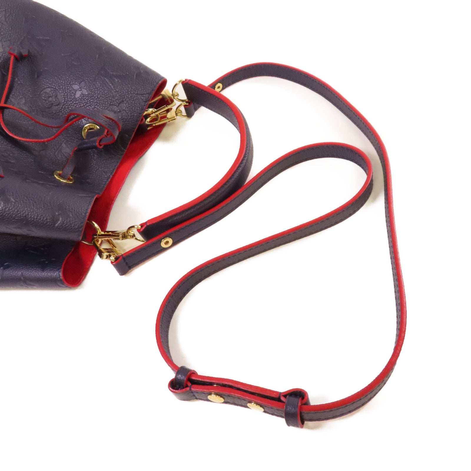 LOUIS VUITTON Monogram Empreinte NEO NOE Shoulder Bag金扣手挽肩背兩用袋深藍色/紅色