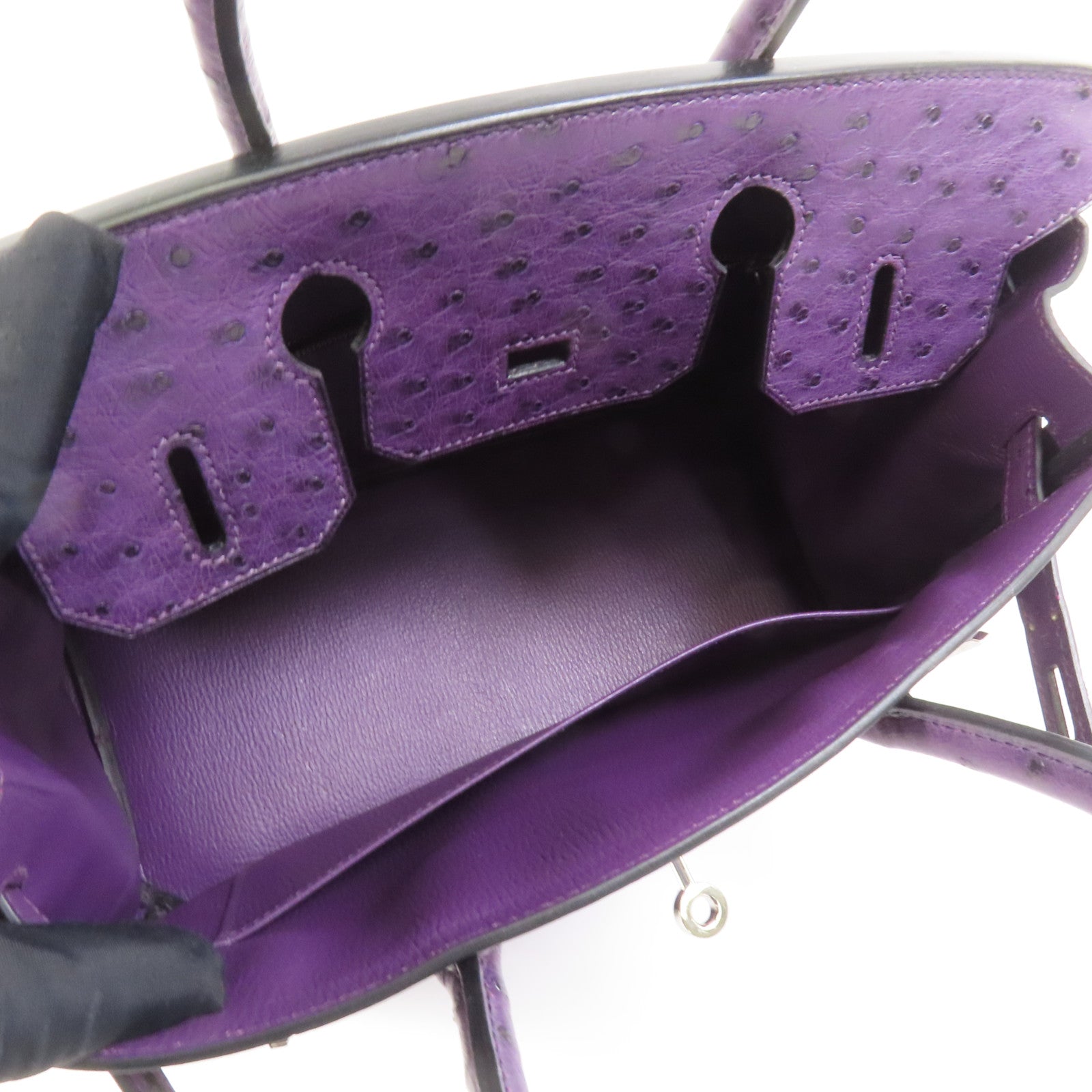 HERMES 【激減優惠】鴕鳥皮革Birkin 30銀扣手挽袋Amethyst