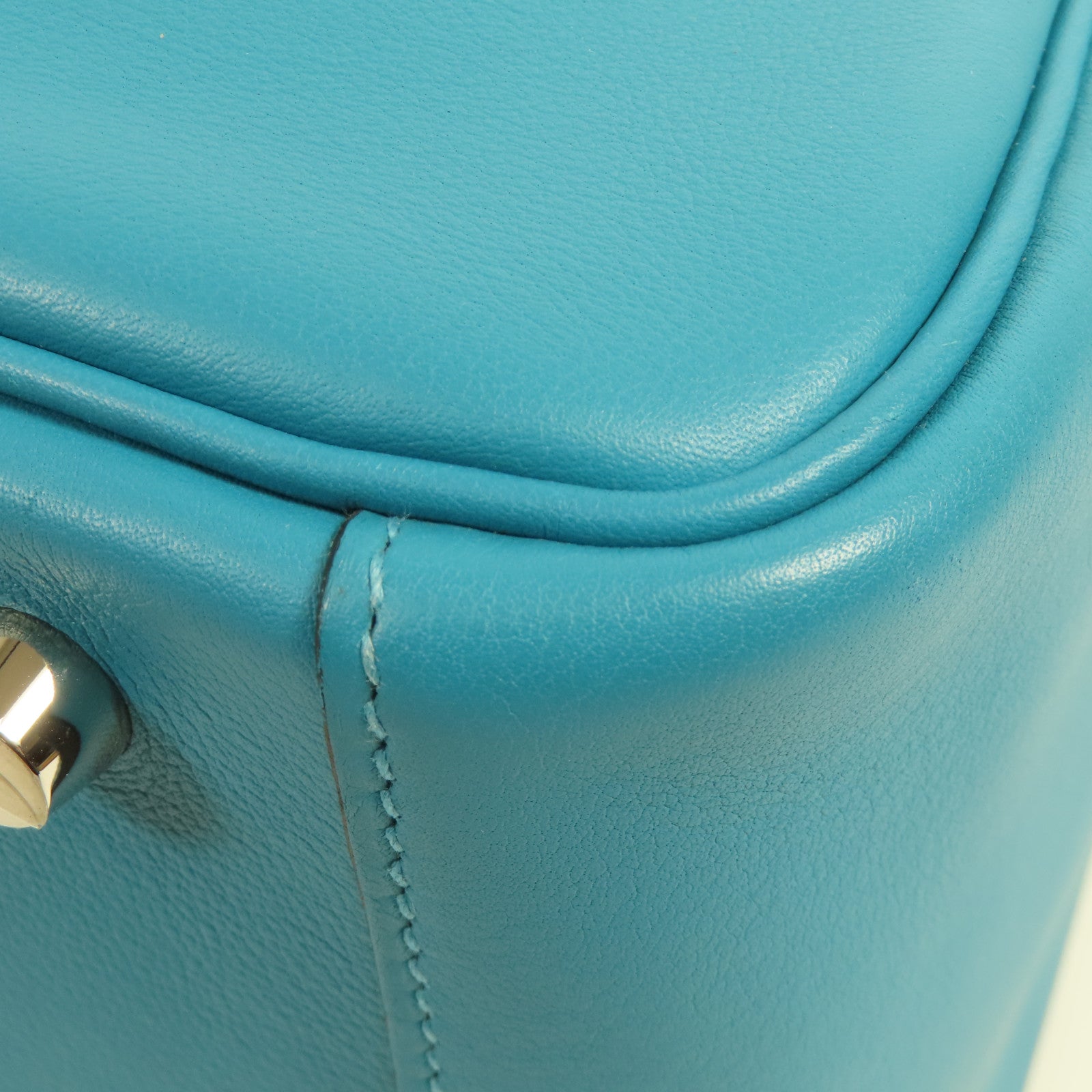 HERMES Swift皮革Lindy 30銀扣肩背袋7B Turquoise