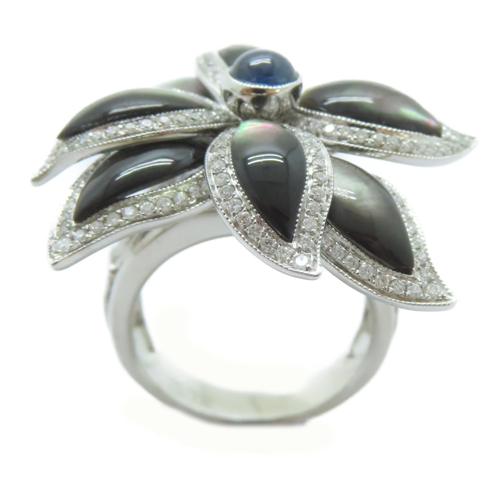 JEWELRY 【激減優惠】18K白金Shell Ring 4.66ct貝殼/0.83ct鑽石戒指US#6.5