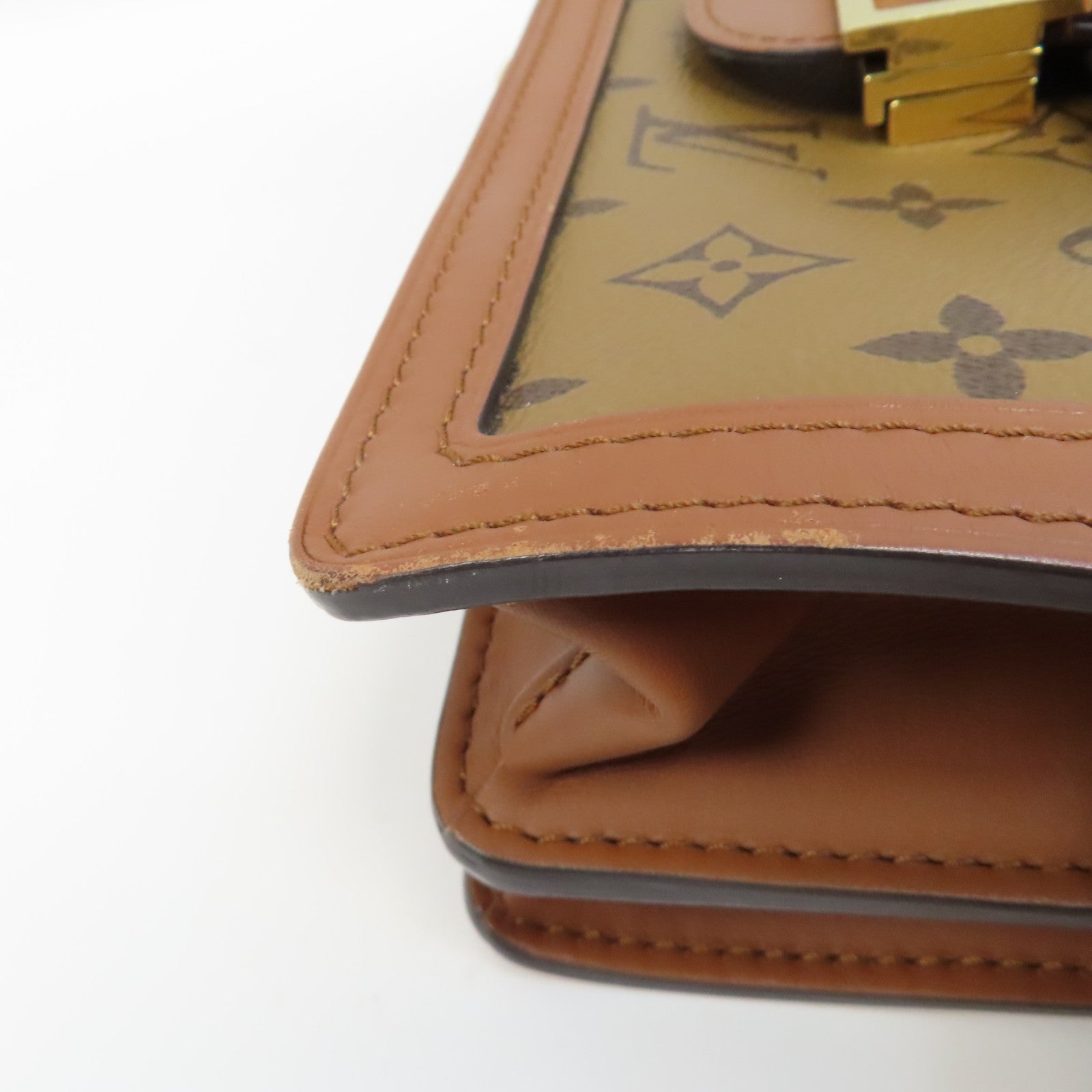 LOUIS VUITTON Monogram Dauphine MM金扣鏈帶肩背袋啡色
