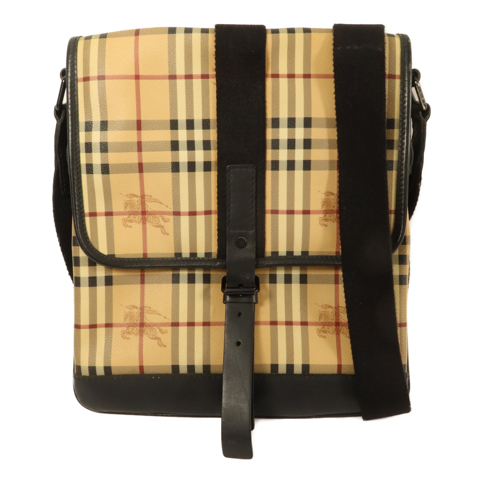BURBERRY 塗層帆布Haymarket Check Messenger肩背袋