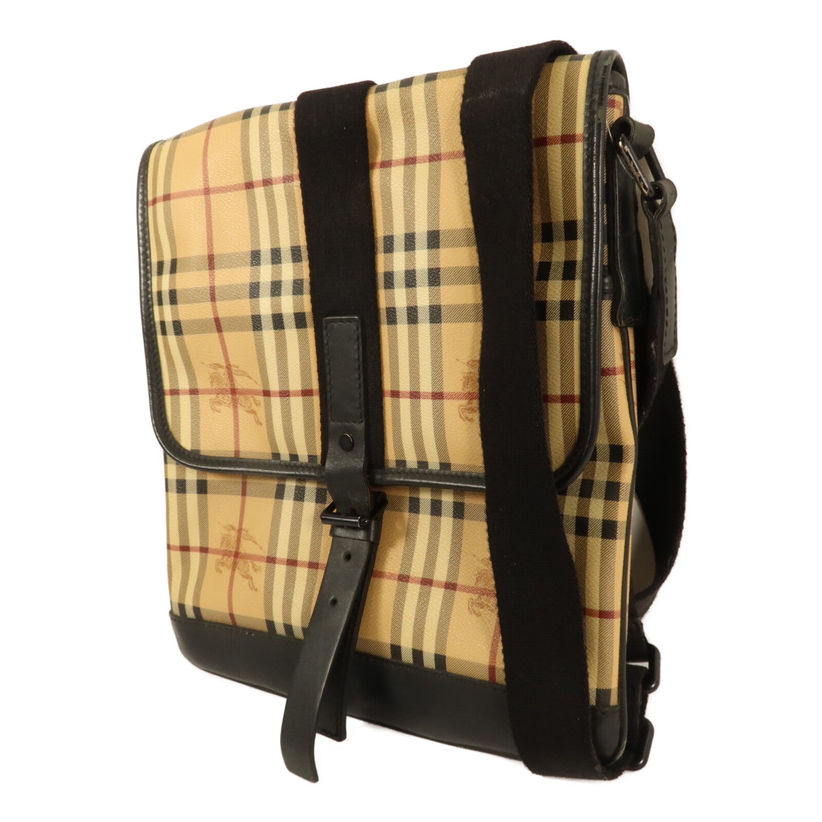 BURBERRY 塗層帆布Haymarket Check Messenger肩背袋