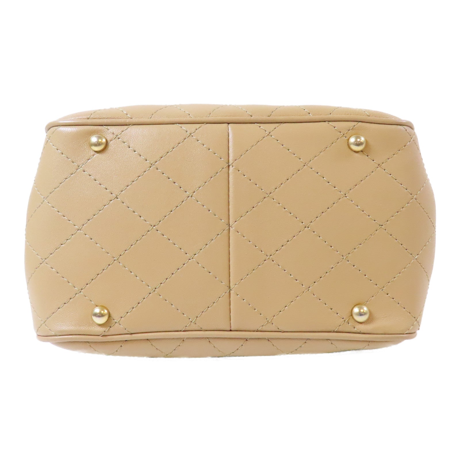 CHANEL 菱格牛皮皮革Egyptian Amulet金扣鏈帶肩背袋米色