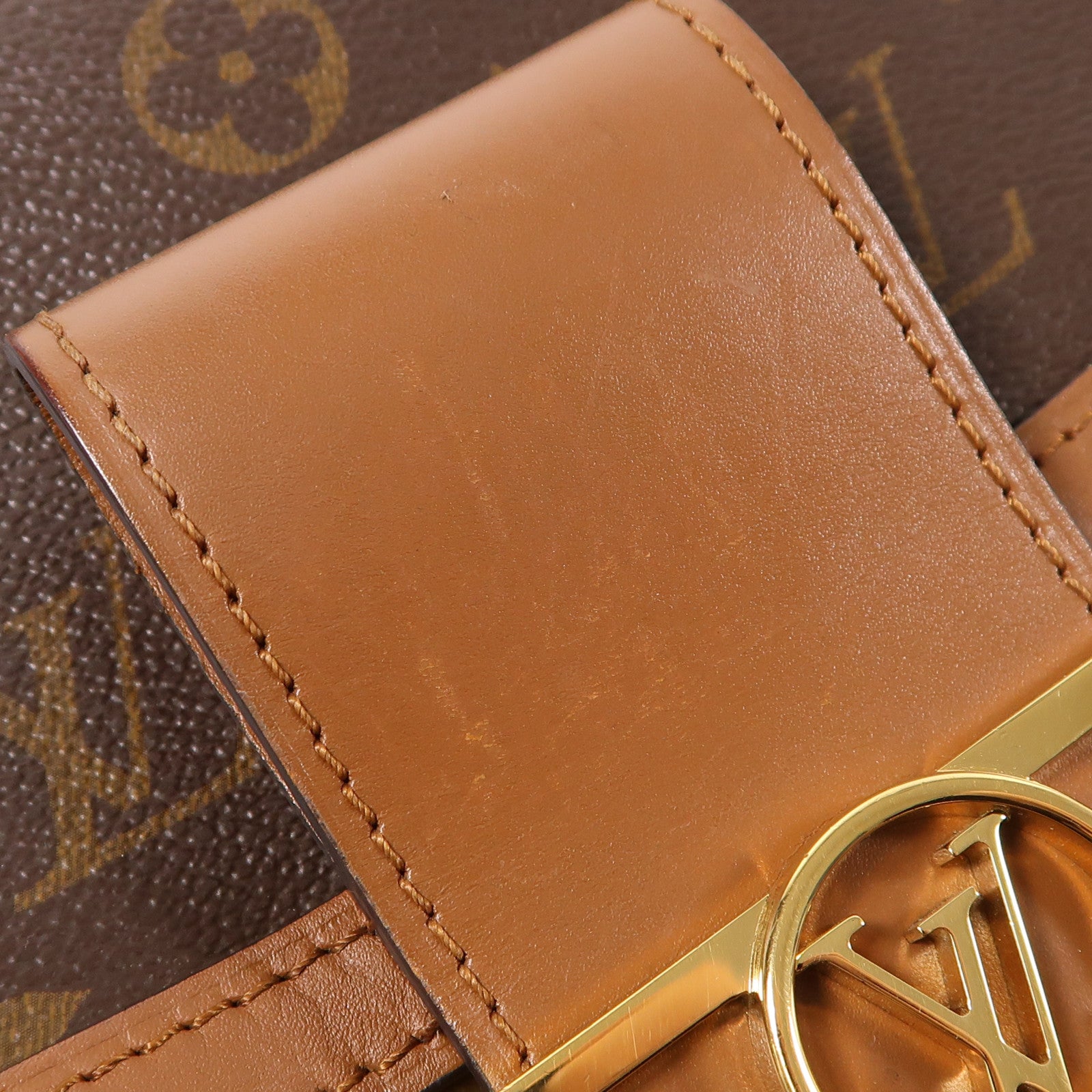 LOUIS VUITTON Monogram Reverse Dauphine MM金扣肩背袋