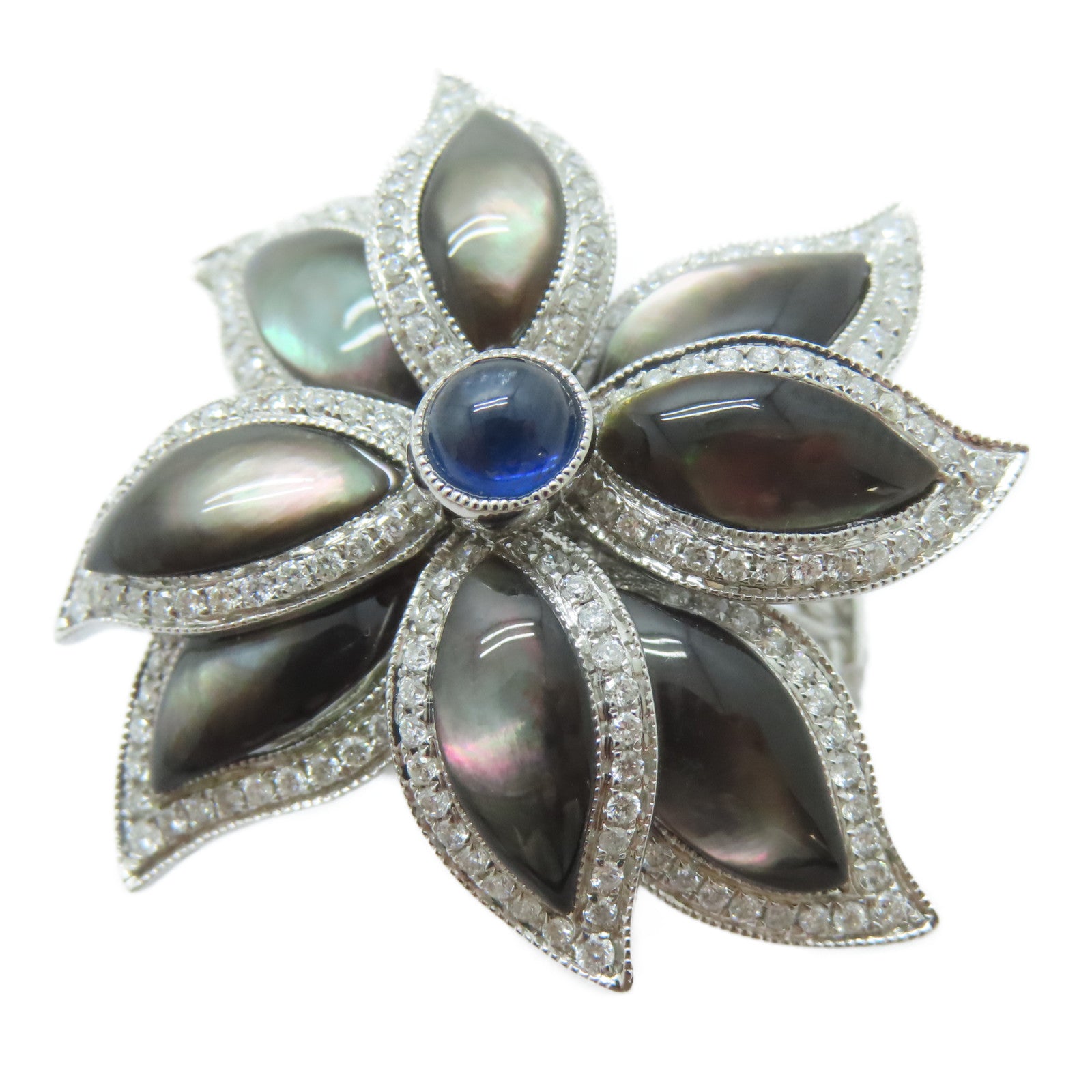 JEWELRY 【激減優惠】18K白金Shell Ring 4.66ct貝殼/0.83ct鑽石戒指US#6.5