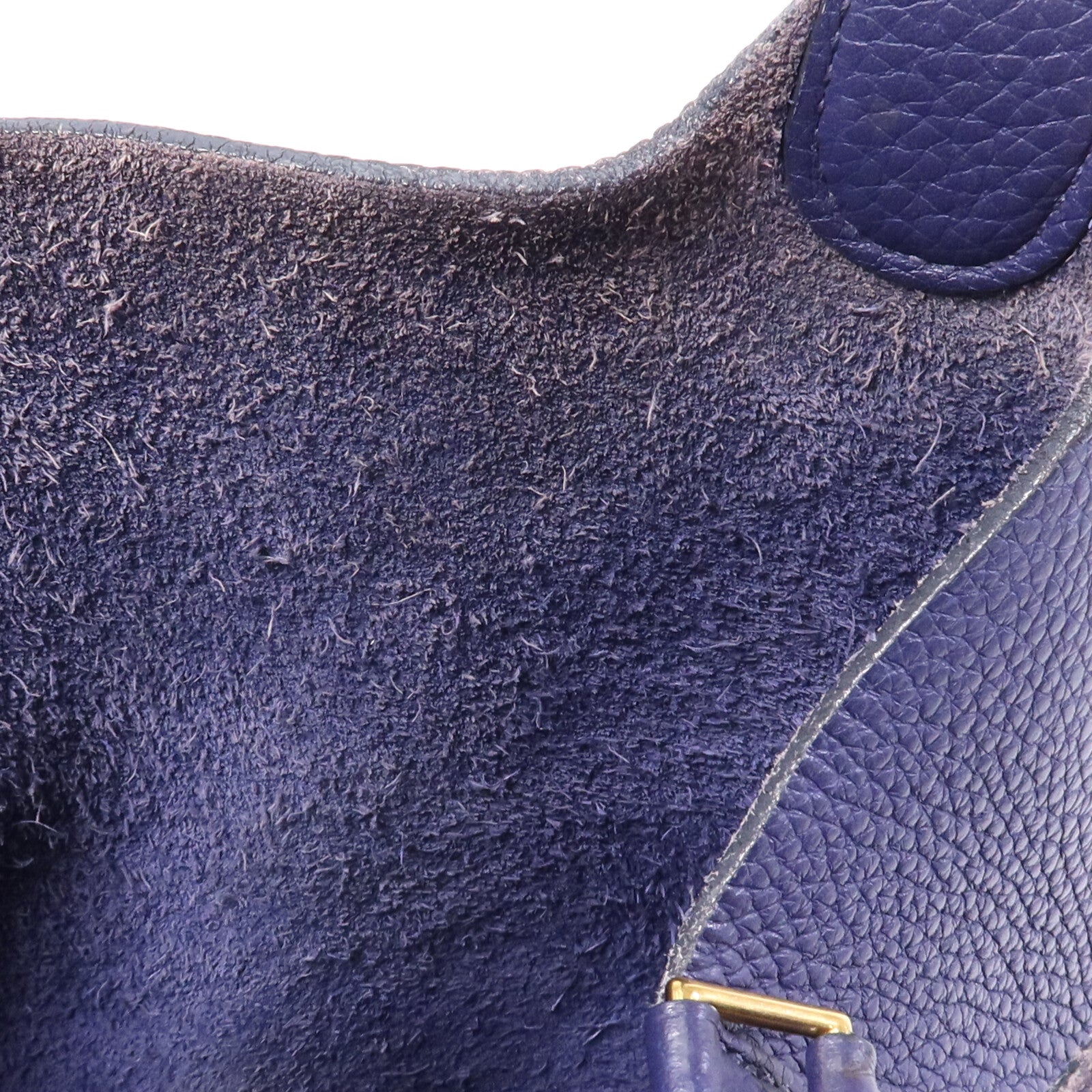 HERMES Clemence皮革Picotin MM金扣手挽袋Bleu Encre