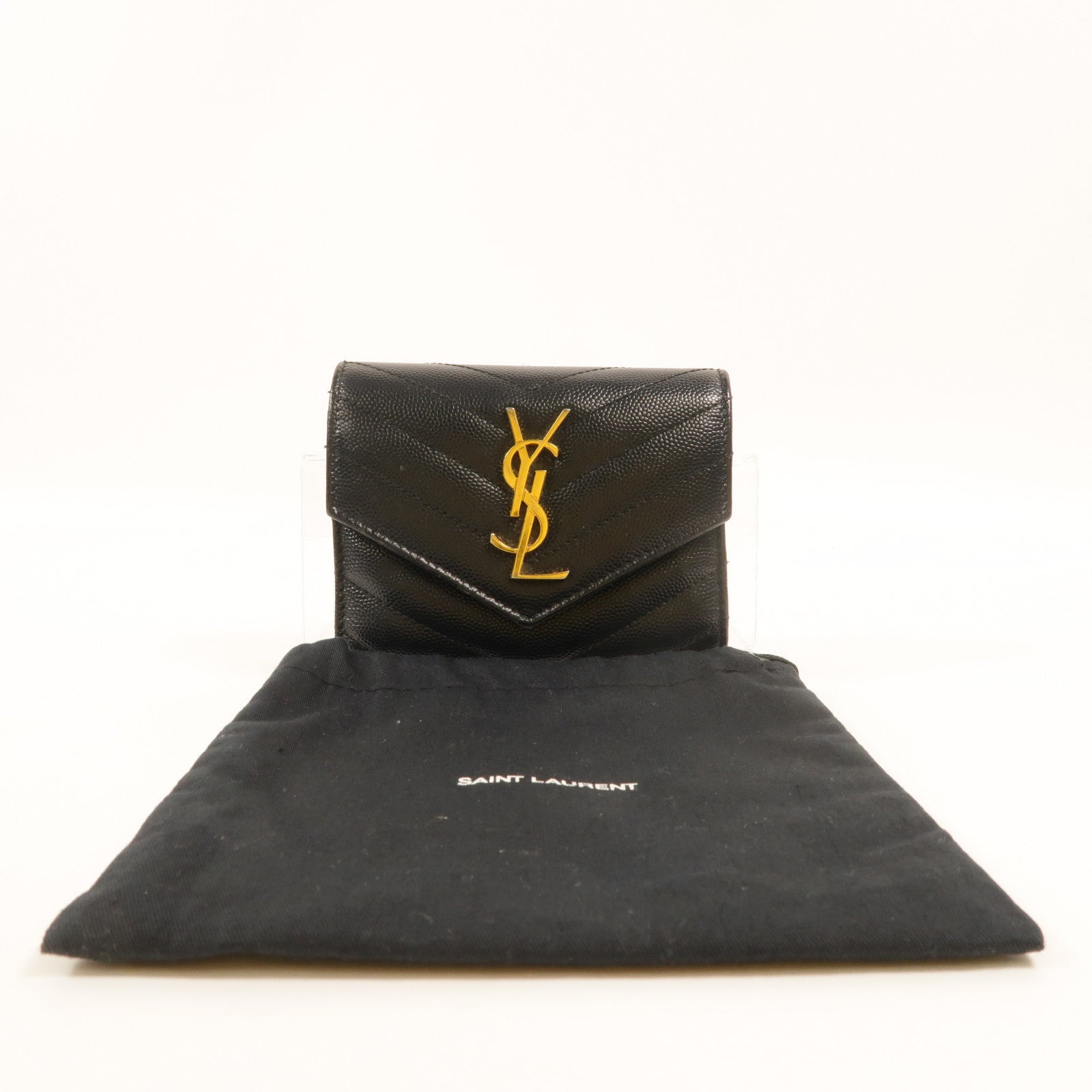 SAINT LAURENT 牛皮皮革Cassandre Matelasse Compact錢包