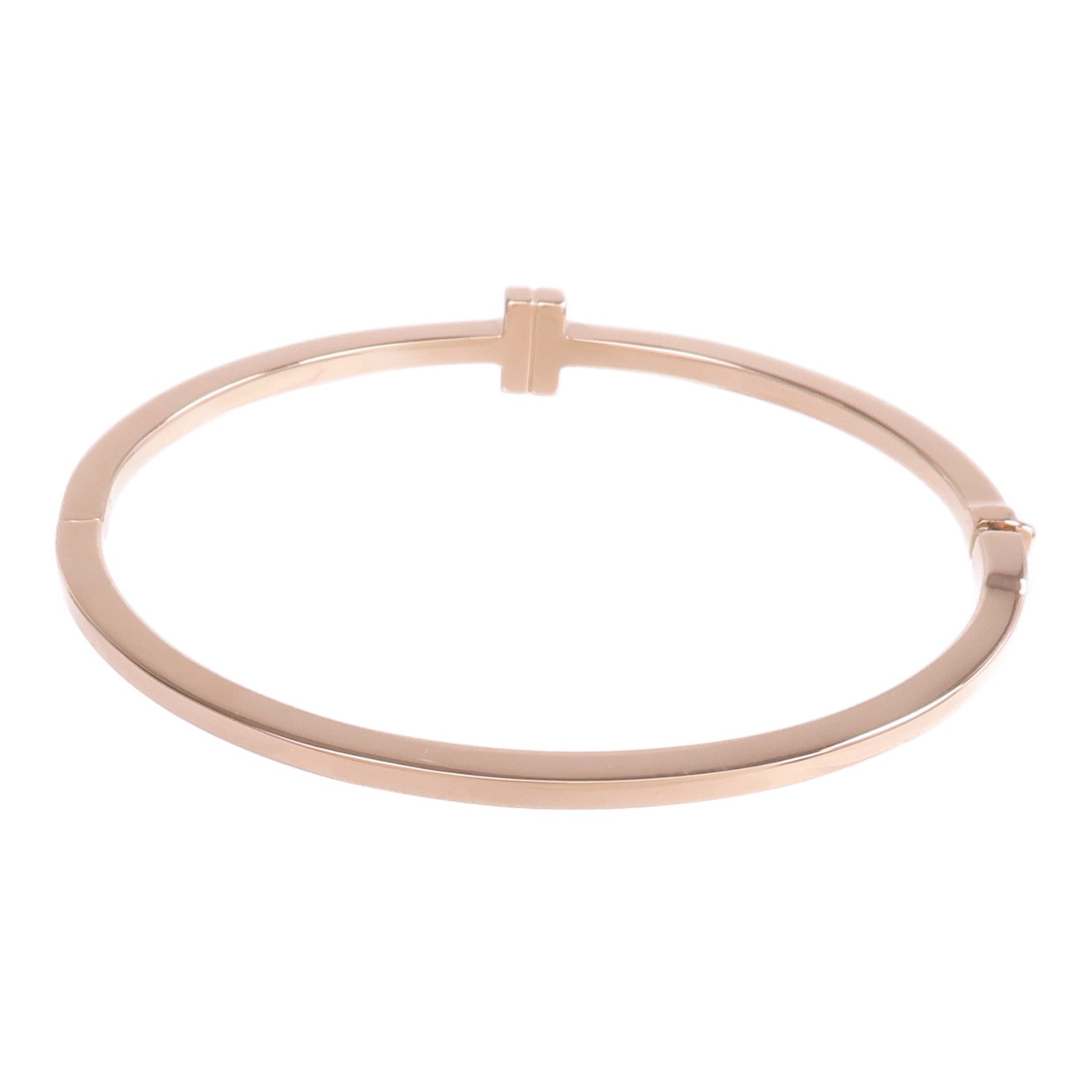 TIFFANY＆CO 18K玫瑰金T Diamond Hinged Wire Bangle鑽石手鐲