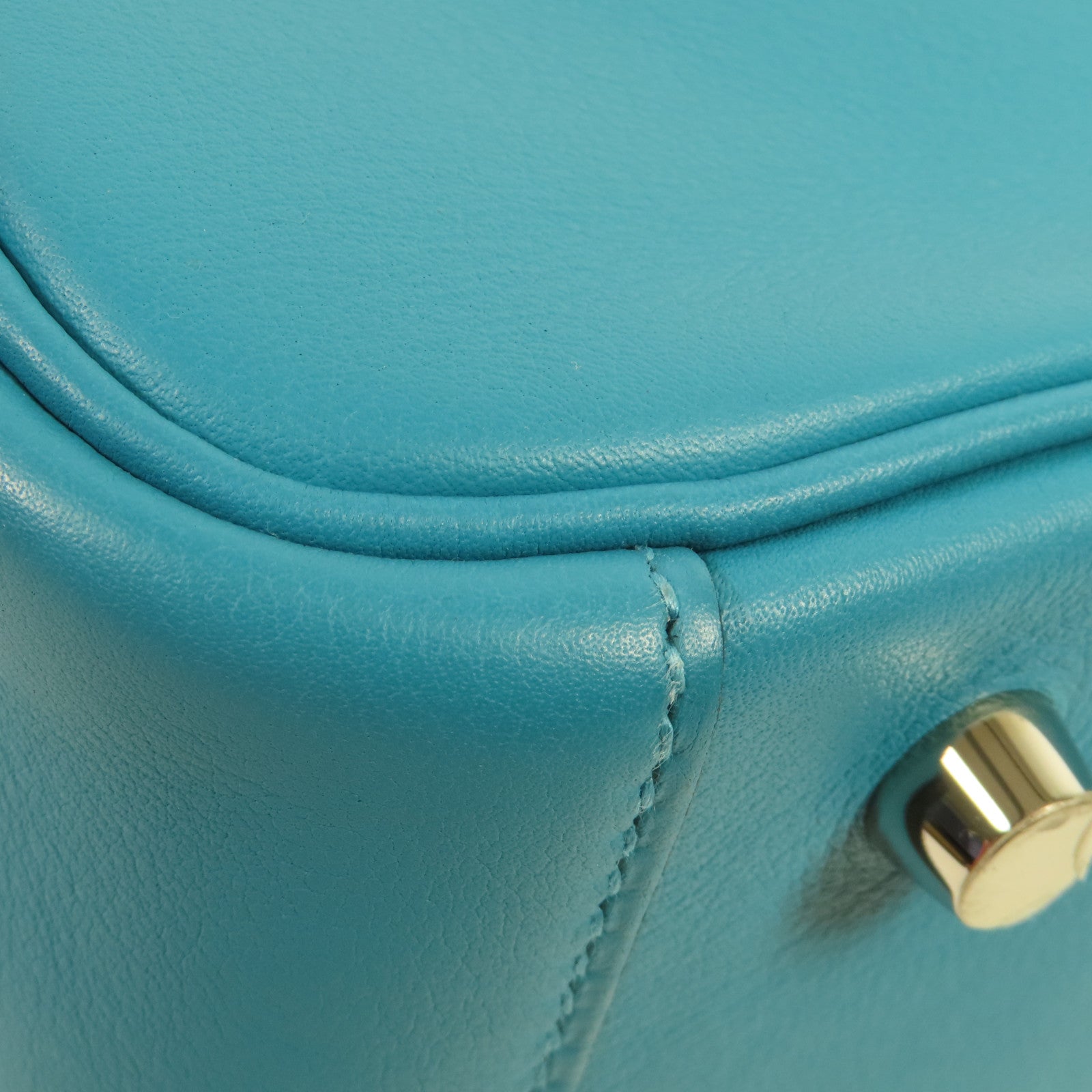 HERMES Swift皮革Lindy 30銀扣肩背袋7B Turquoise