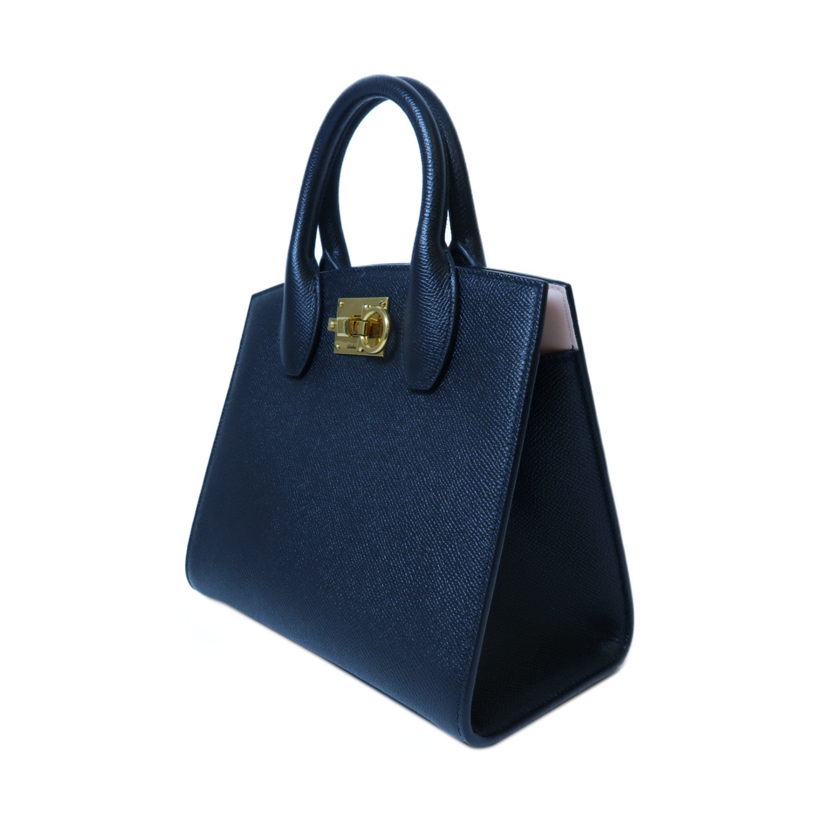 Salvatore Ferragamo 牛皮皮革Shoulder Bag金扣手挽肩背兩用袋黑色